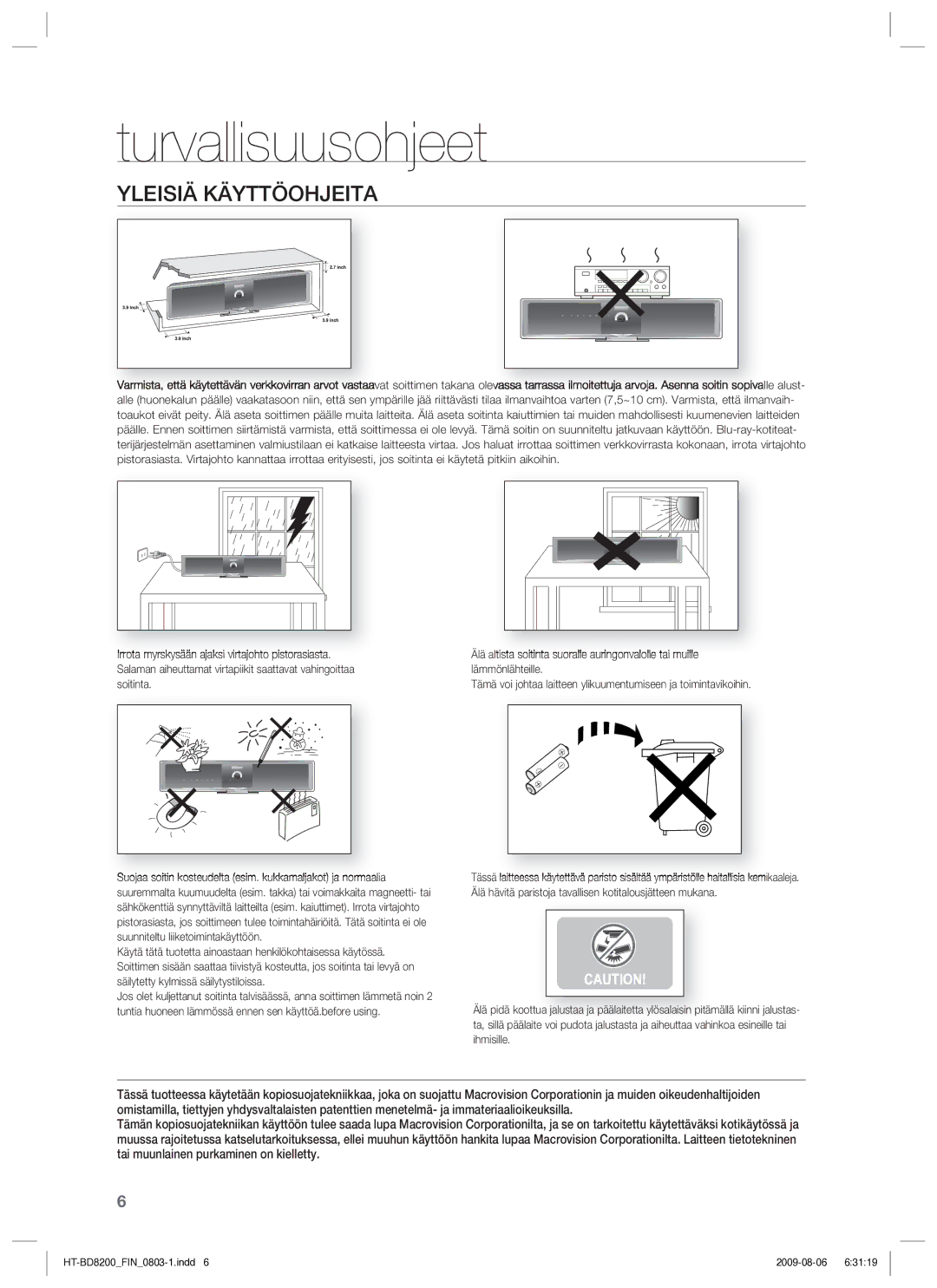 Samsung HT-BD8200T/XEE manual Yleisiä Käyttöohjeita 