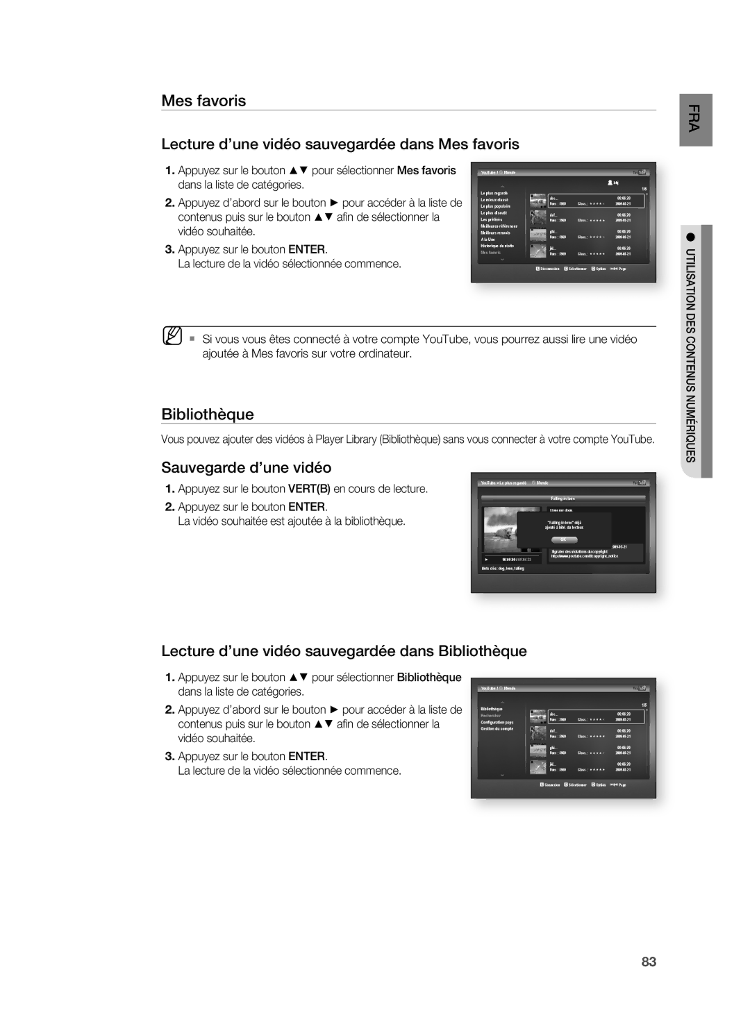 Samsung HT-BD8200T/XET, HT-BD8200T/XEF manual Bibliothèque 