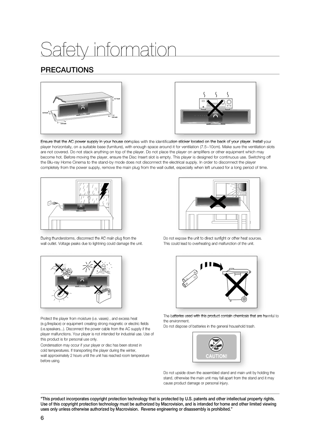 Samsung HT-BD8200T/XER manual Precautions 