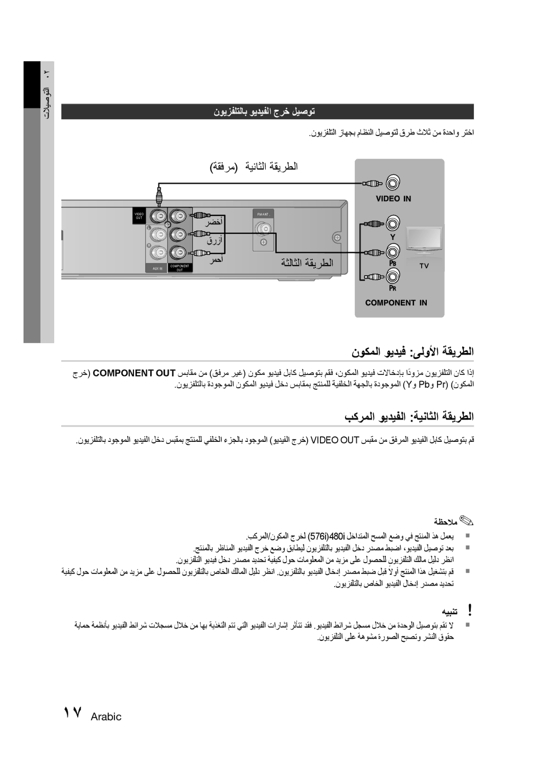 Samsung HT-C330/SAH, HT-C330/MEA, HT-C330/AFR, HT-C330/LAG manual نوكملا ويديف ىلولأا ةقيرطلا, بكرملا ويديفلا ةيناثلا ةقيرطلا 