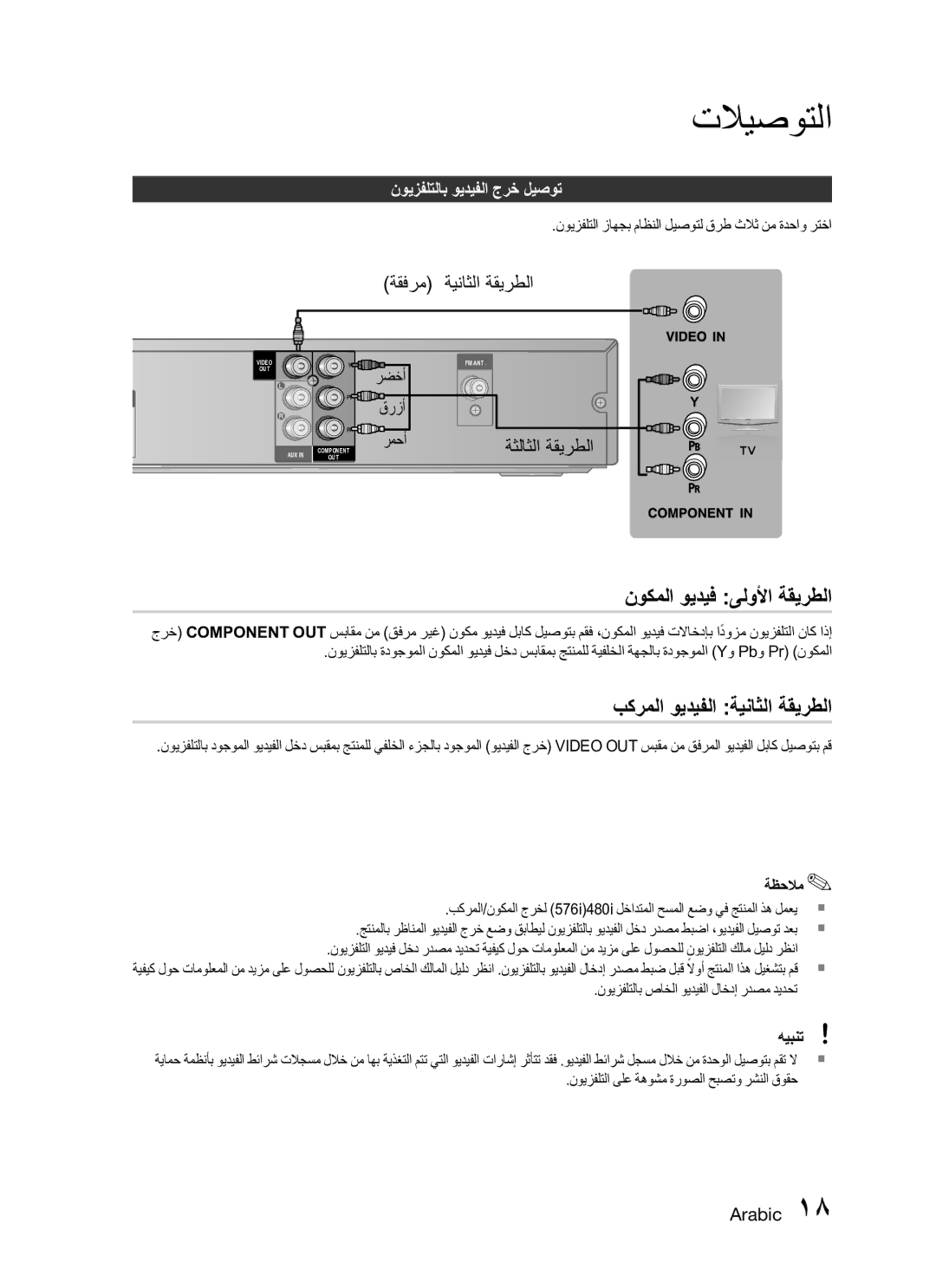 Samsung HT-C345/HAC, HT-C345/MEA manual نوكملا ويديف ىلولأا ةقيرطلا, بكرملا ويديفلا ةيناثلا ةقيرطلا 