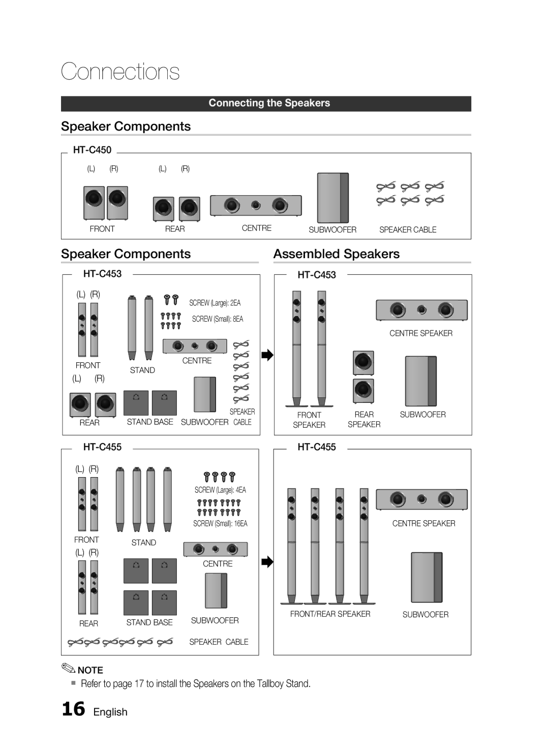 Samsung HT-C455/SAM, HT-C450/MEA, HT-C455/MEA, HT-C453/MEA, HT-C450/LAG Speaker Components Assembled Speakers 