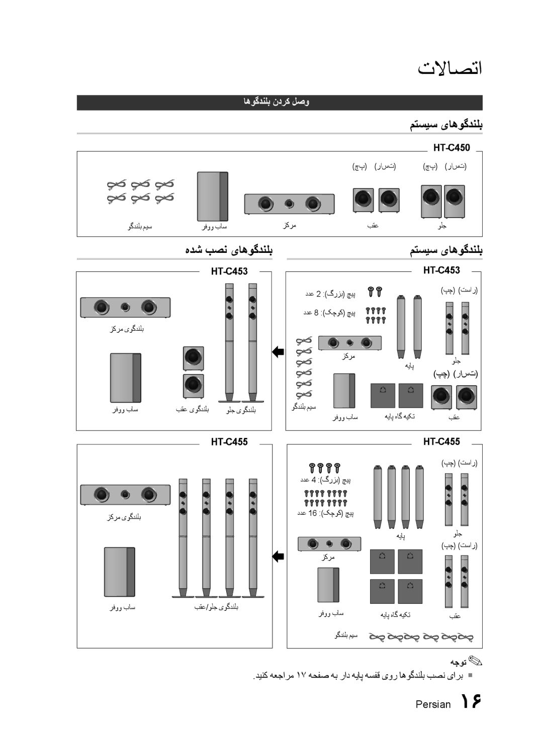 Samsung HT-C450/LAG, HT-C450/MEA, HT-C455/MEA, HT-C453/MEA, HT-C455/LAG متسیس یاهوگدنلب, هدش بصن یاهوگدنلب, اهوگدنلب ندرک لصو 