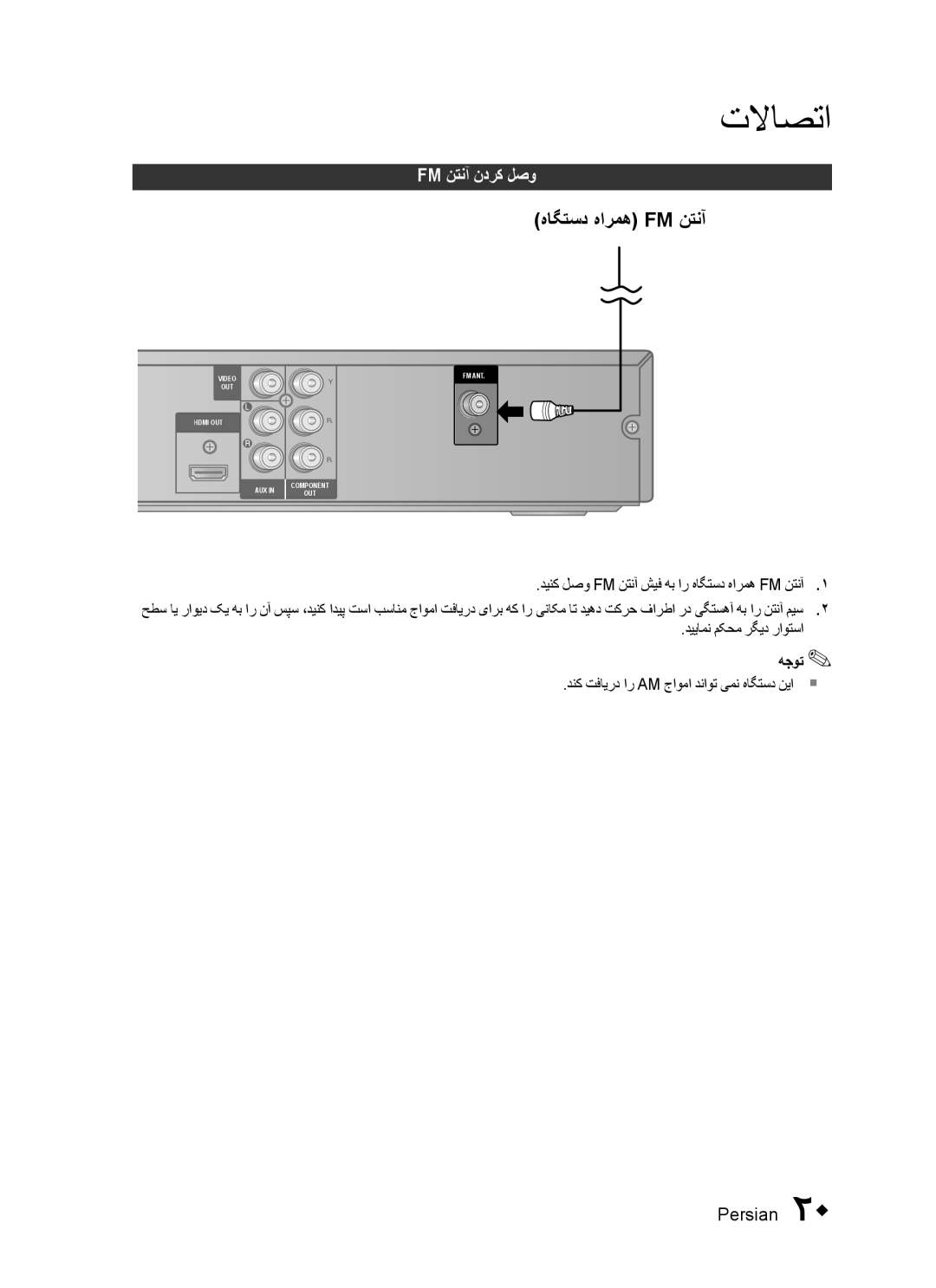 Samsung HT-C455/HAC, HT-C455/KE Fm نتنآ ندرک لصو, دینک لصو Fm نتنآ شیف هب ار هاگتسد هارمه Fm نتنآ, دییامن مکحم رگید راوتسا 