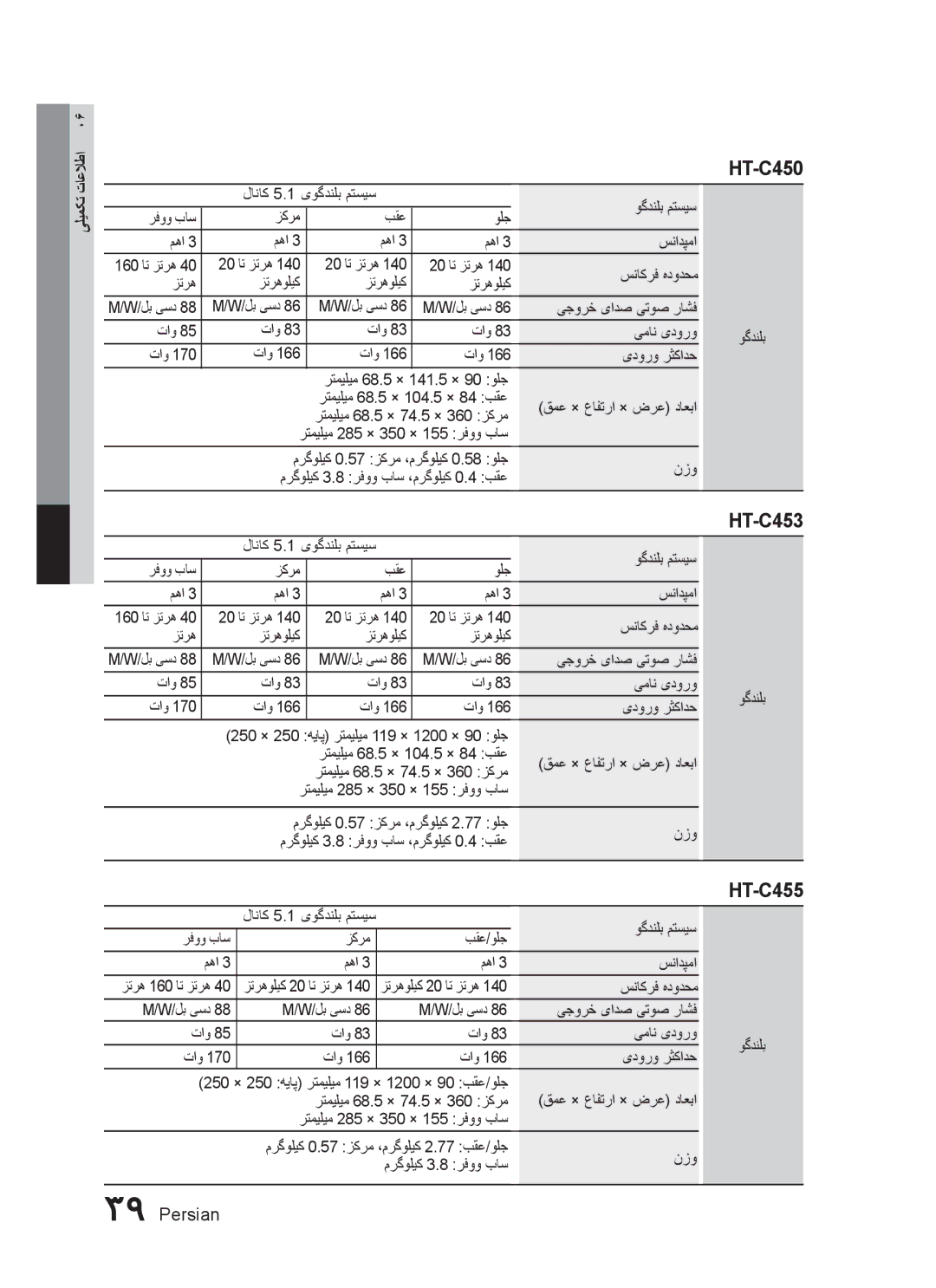 Samsung HT-C450/MEA, HT-C455/MEA, HT-C453/MEA لاناک 5.1 یوگدنلب متسیس, زکرم بقع, مها سنادپما, 20 ات زتره, زتره زترهولیک 