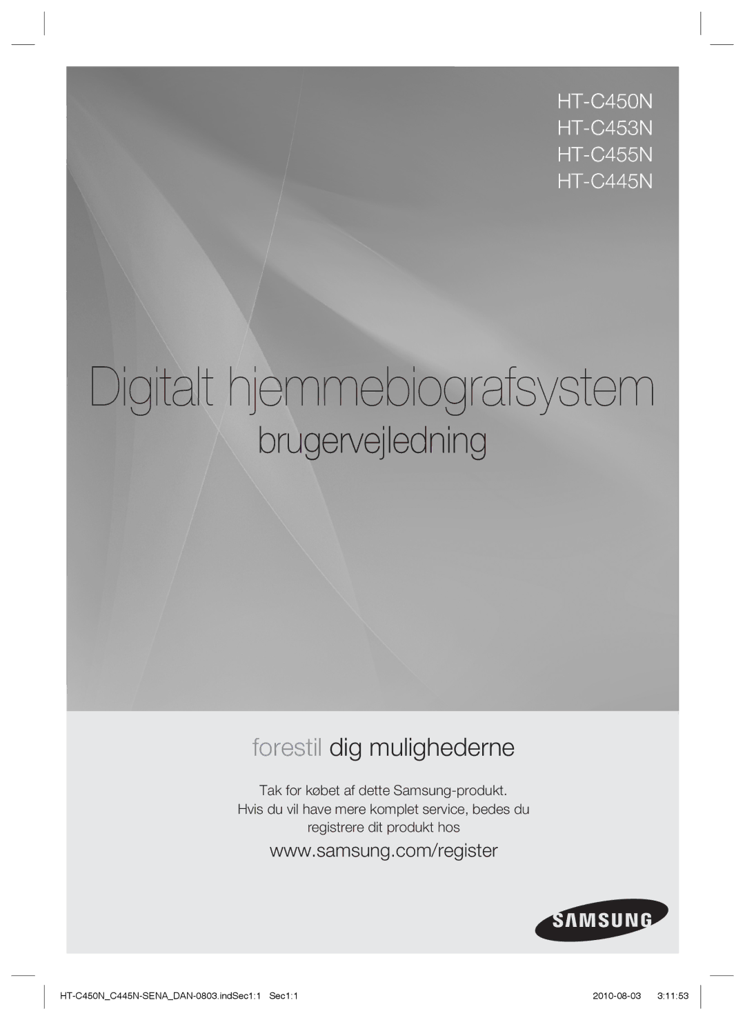 Samsung HT-C453N/XEE, HT-C450N/XEE, HT-C445N/XEE, HT-C453/XEE manual Digitalt hjemmebiografsystem 