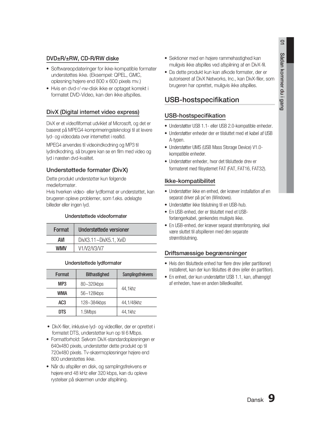 Samsung HT-C450/XEE, HT-C453/XEE manual USB-hostspeciﬁkation 