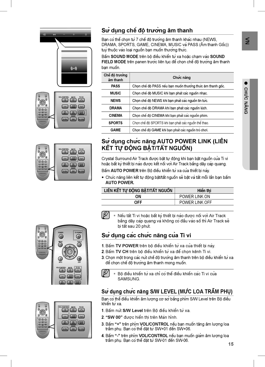 Samsung HT-C453/XSS, HW-C450/XSS, HT-C453/XCH manual Sử dụng chế độ trường âm thanh, Sử dụng các chức năng của Ti 