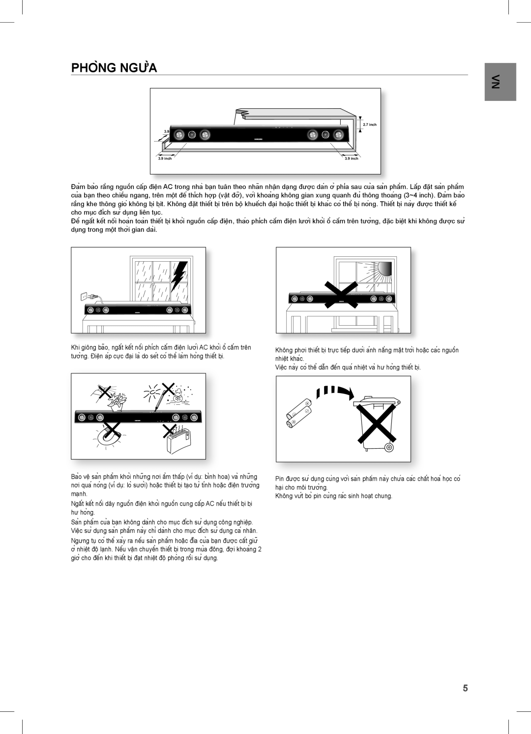 Samsung HT-C453/XCH, HT-C453/XSS, HW-C450/XSS manual Phòng Ngừa 