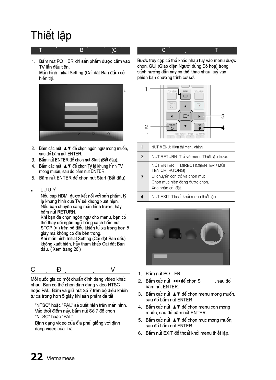 Samsung HT-C453N/XSS, HT-C455/XSS, HT-C455N/XSS manual Thiết lập, Chọn Định dạng Video 