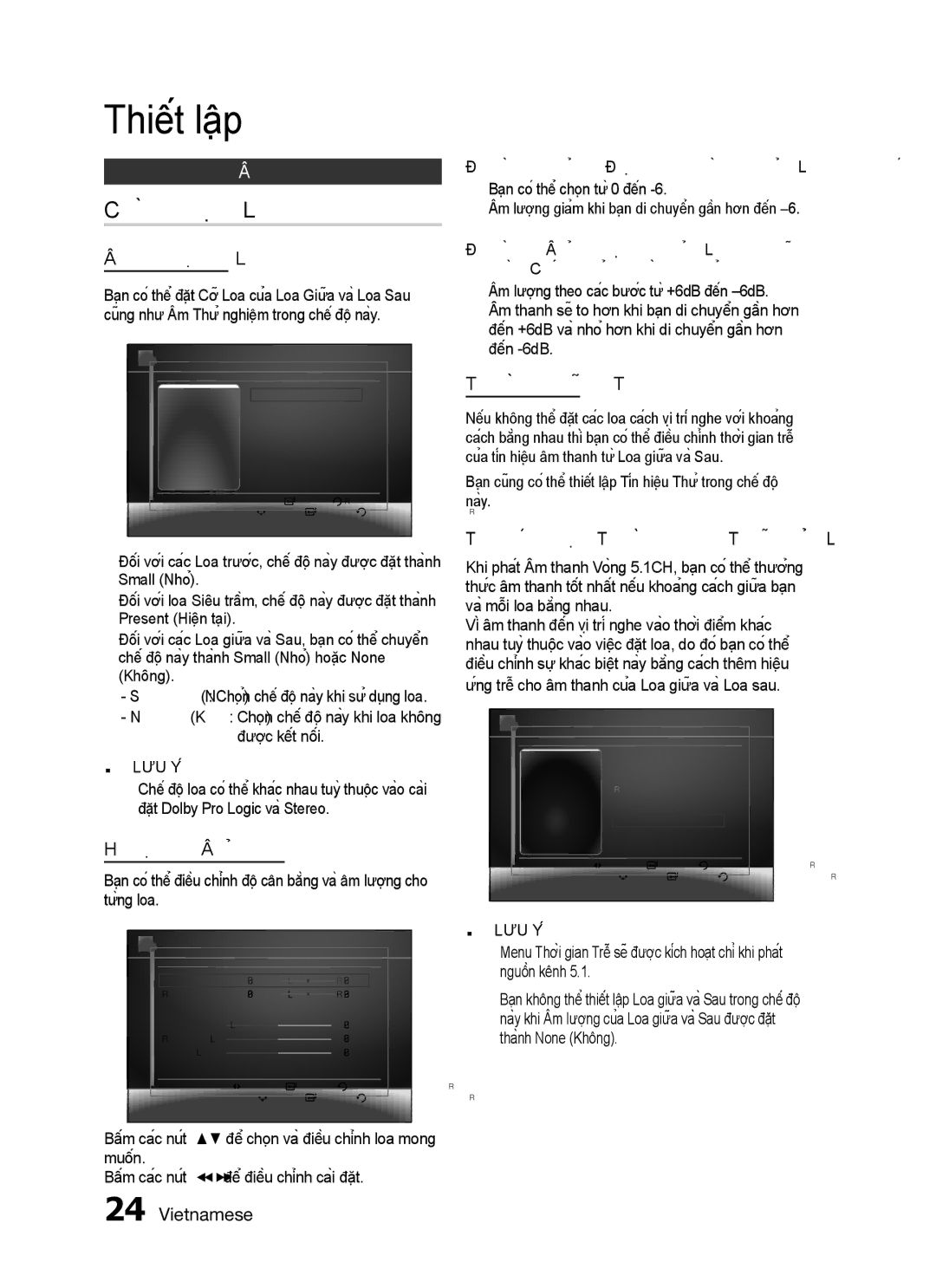 Samsung HT-C455/XSS, HT-C453N/XSS, HT-C455N/XSS manual Cài đặt Loa, Âm thanh 