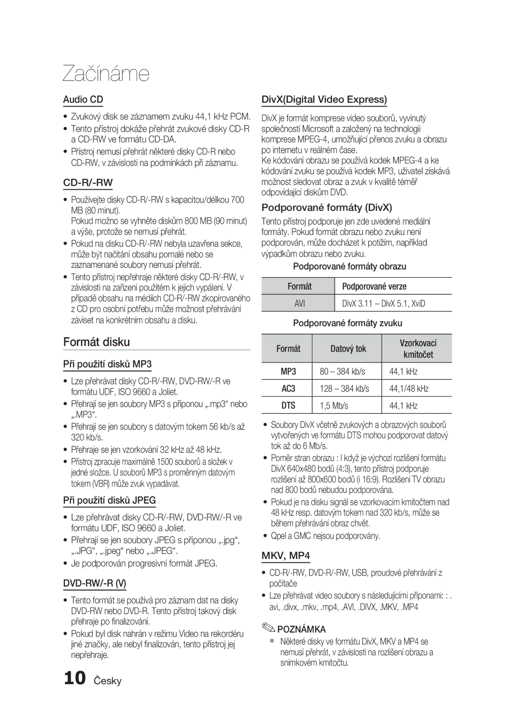 Samsung HT-C5200/EDC, HT-C5200/XEF manual Formát disku 