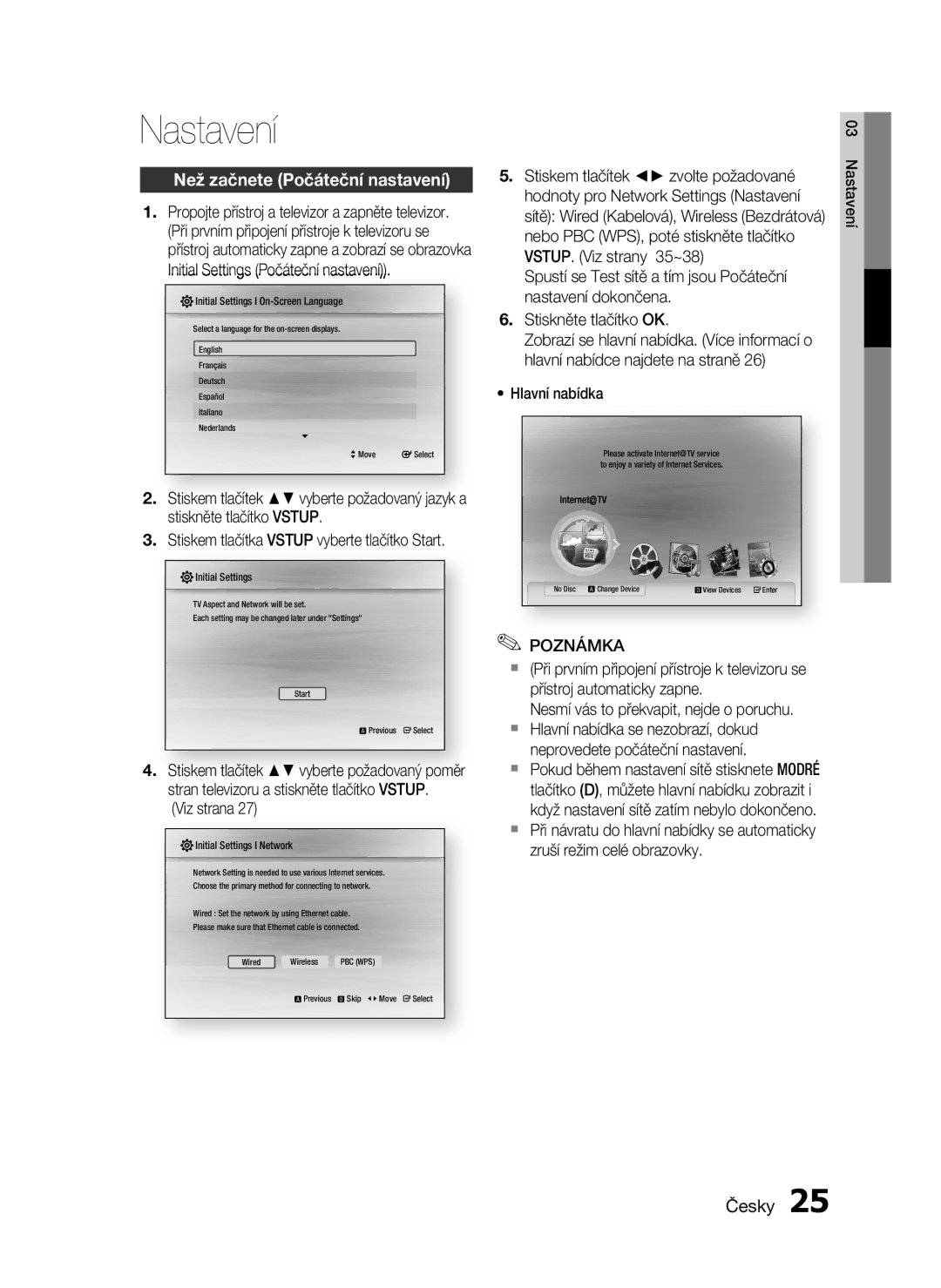 Samsung HT-C5200/XEF manual Nastavení, Než začnete Počáteční nastavení, Viz strana, Nesmí vás to překvapit, nejde o poruchu 