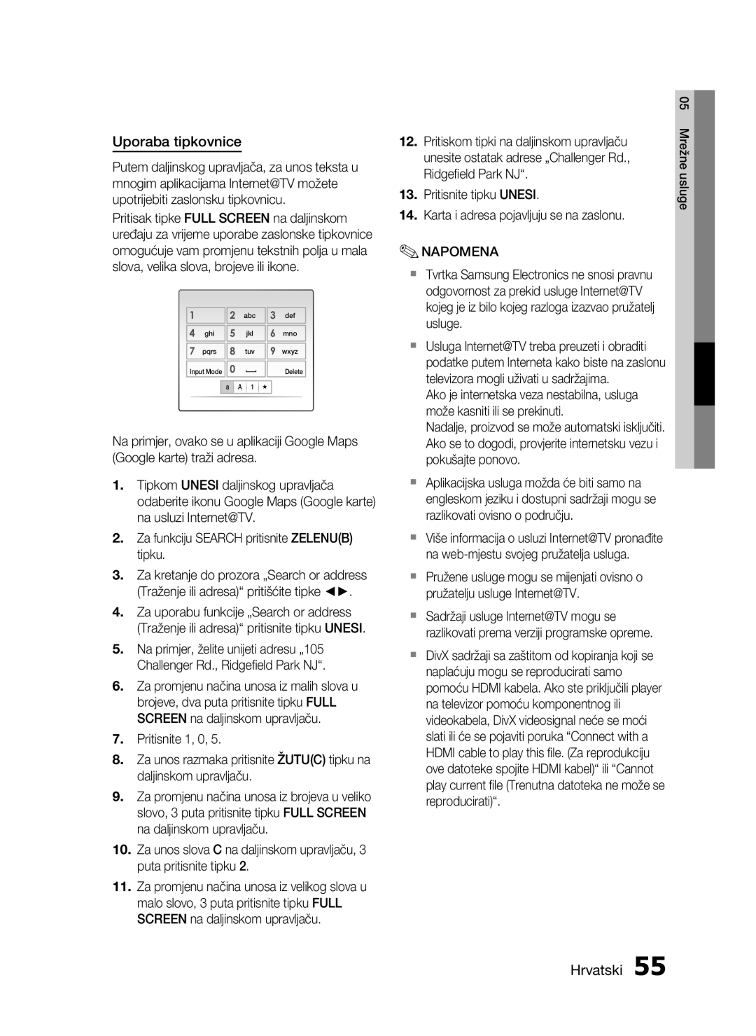 Samsung HT-C5200/EDC manual Uporaba tipkovnice 