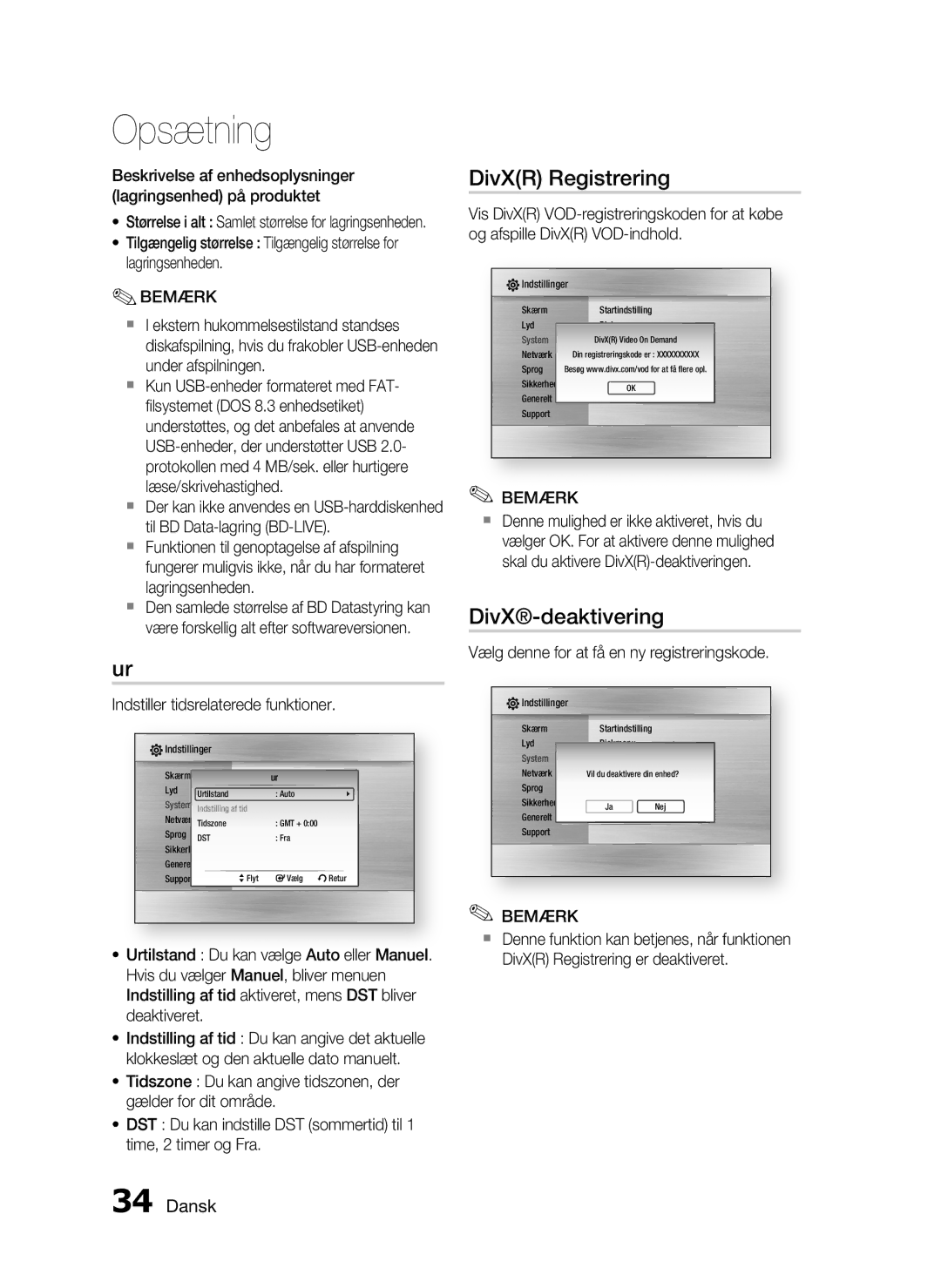 Samsung HT-C5200/XEE DivXR Registrering, DivX-deaktivering, Beskrivelse af enhedsoplysninger lagringsenhed på produktet 