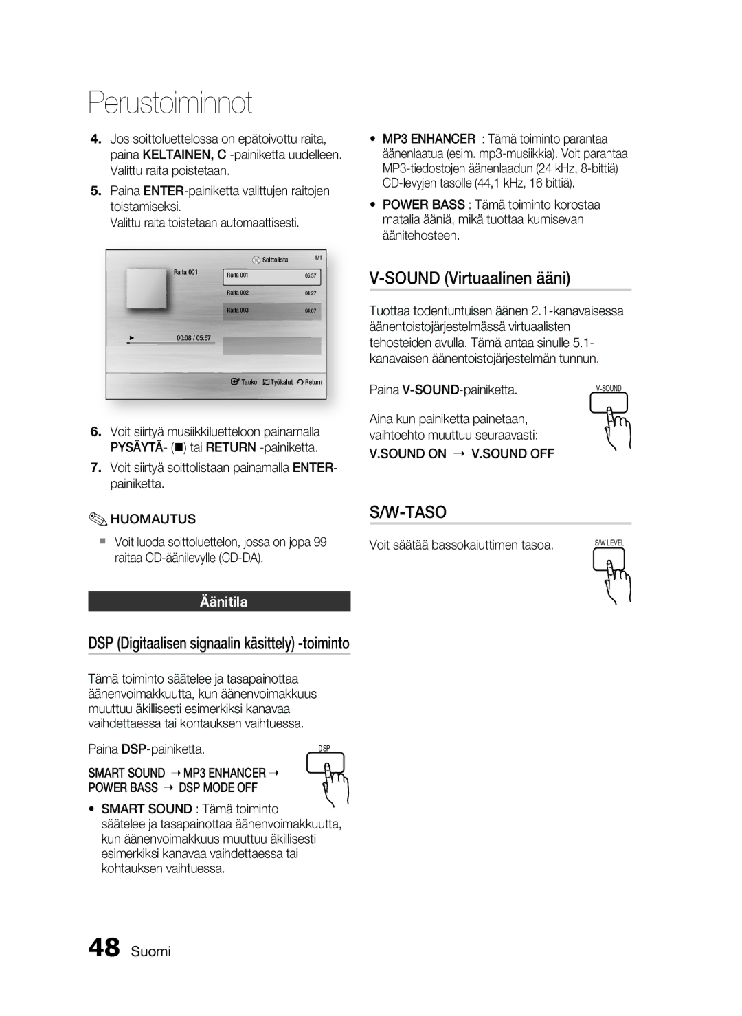 Samsung HT-C5200/XEE manual Sound Virtuaalinen ääni, Äänitila 