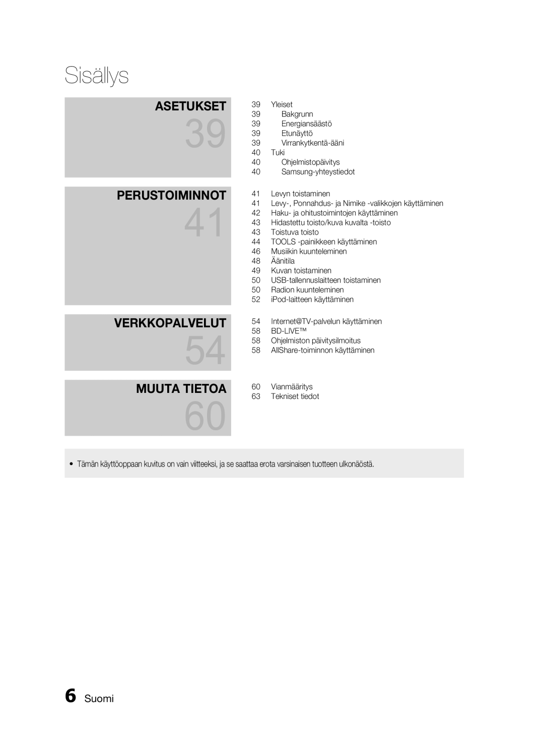 Samsung HT-C5200/XEE manual Verkkopalvelut Muuta Tietoa 