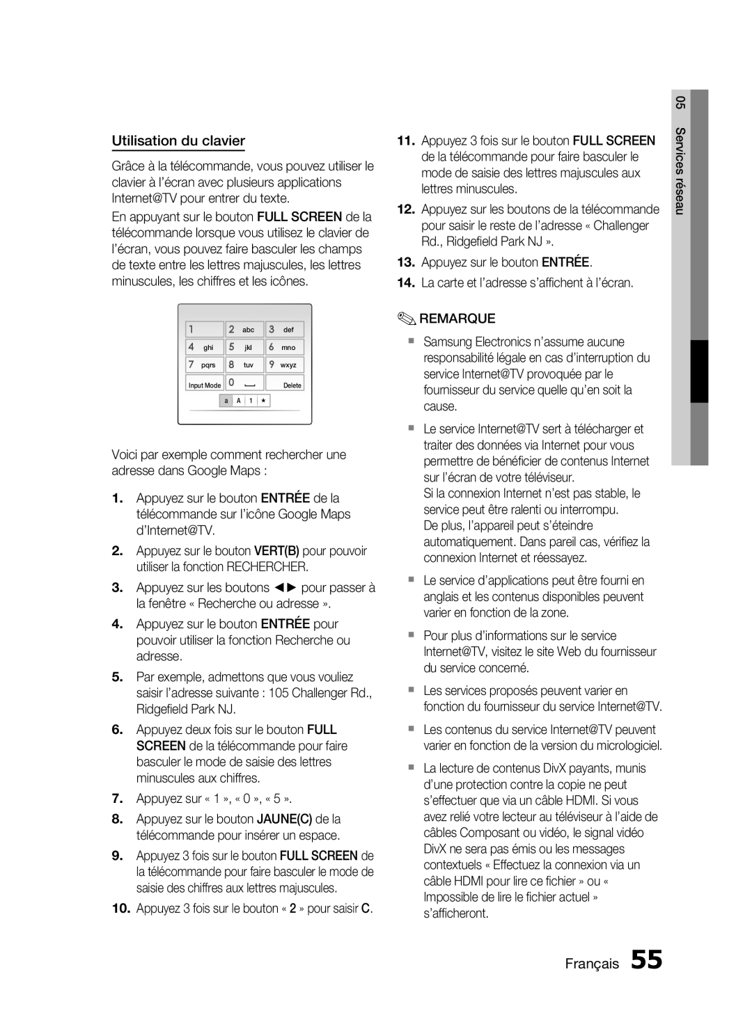 Samsung HT-C5200/XEF manual Utilisation du clavier 