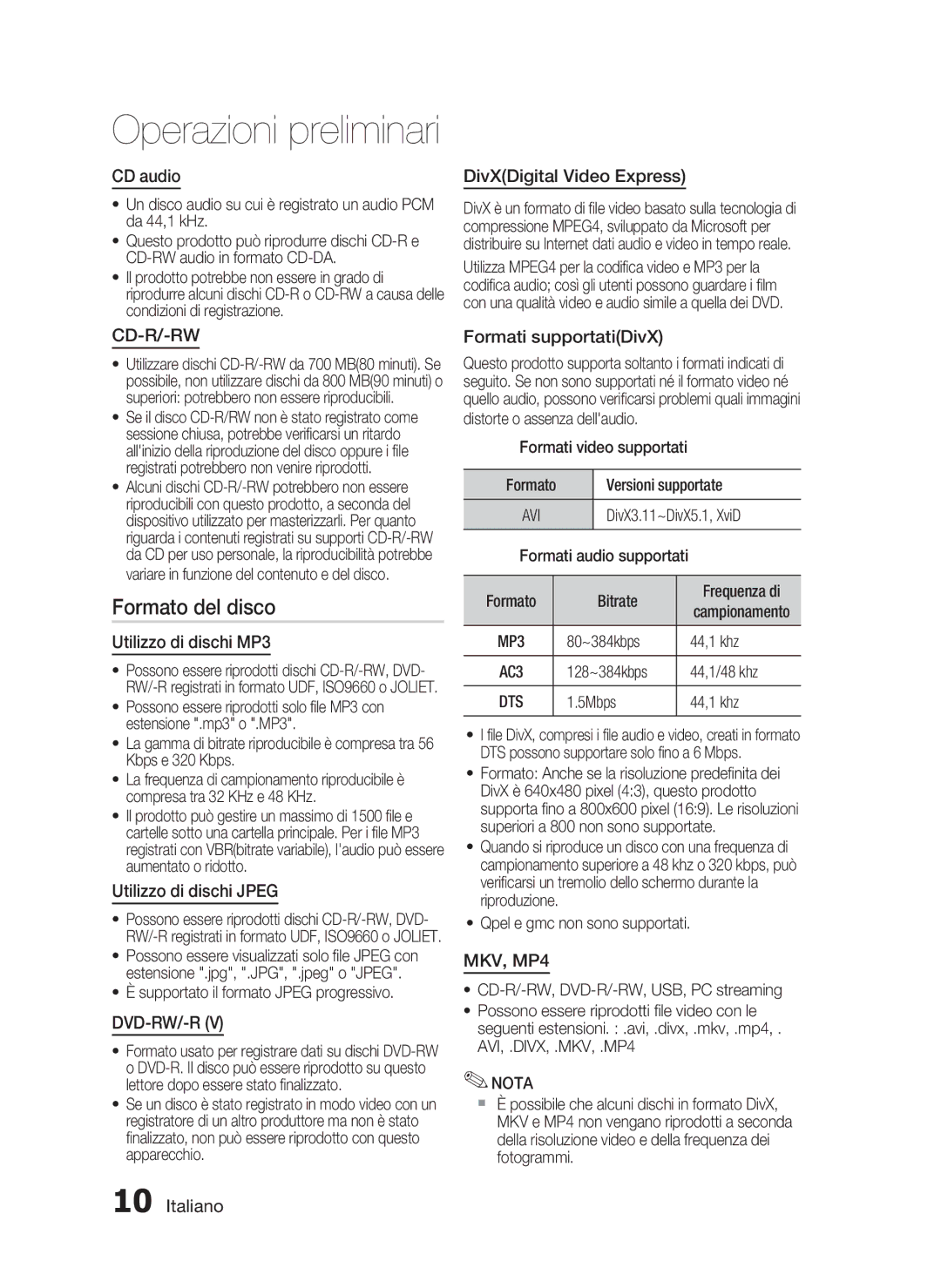 Samsung HT-C5200/XEF manual Formato del disco 