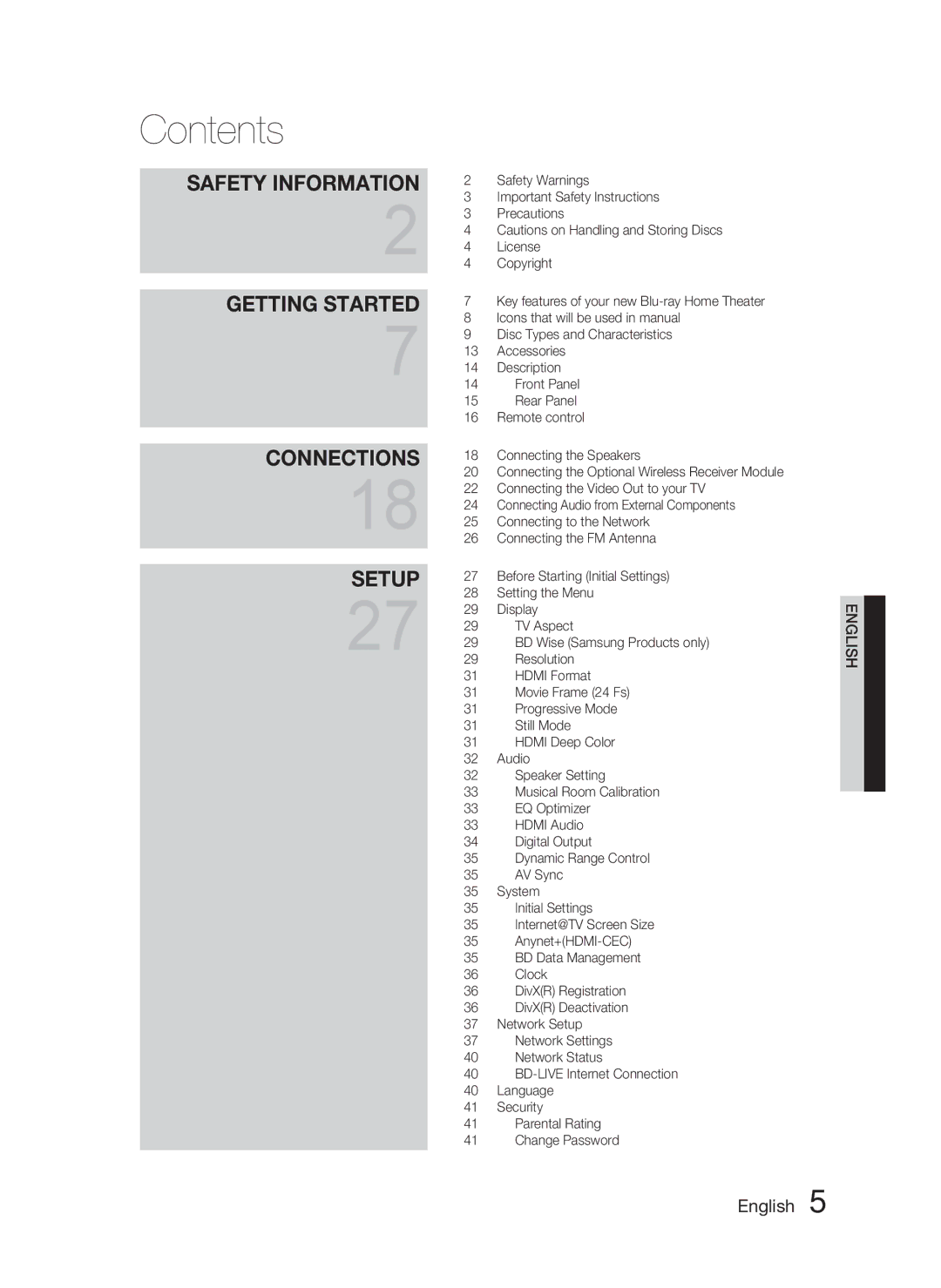 Samsung HT-C5500 user manual Contents 