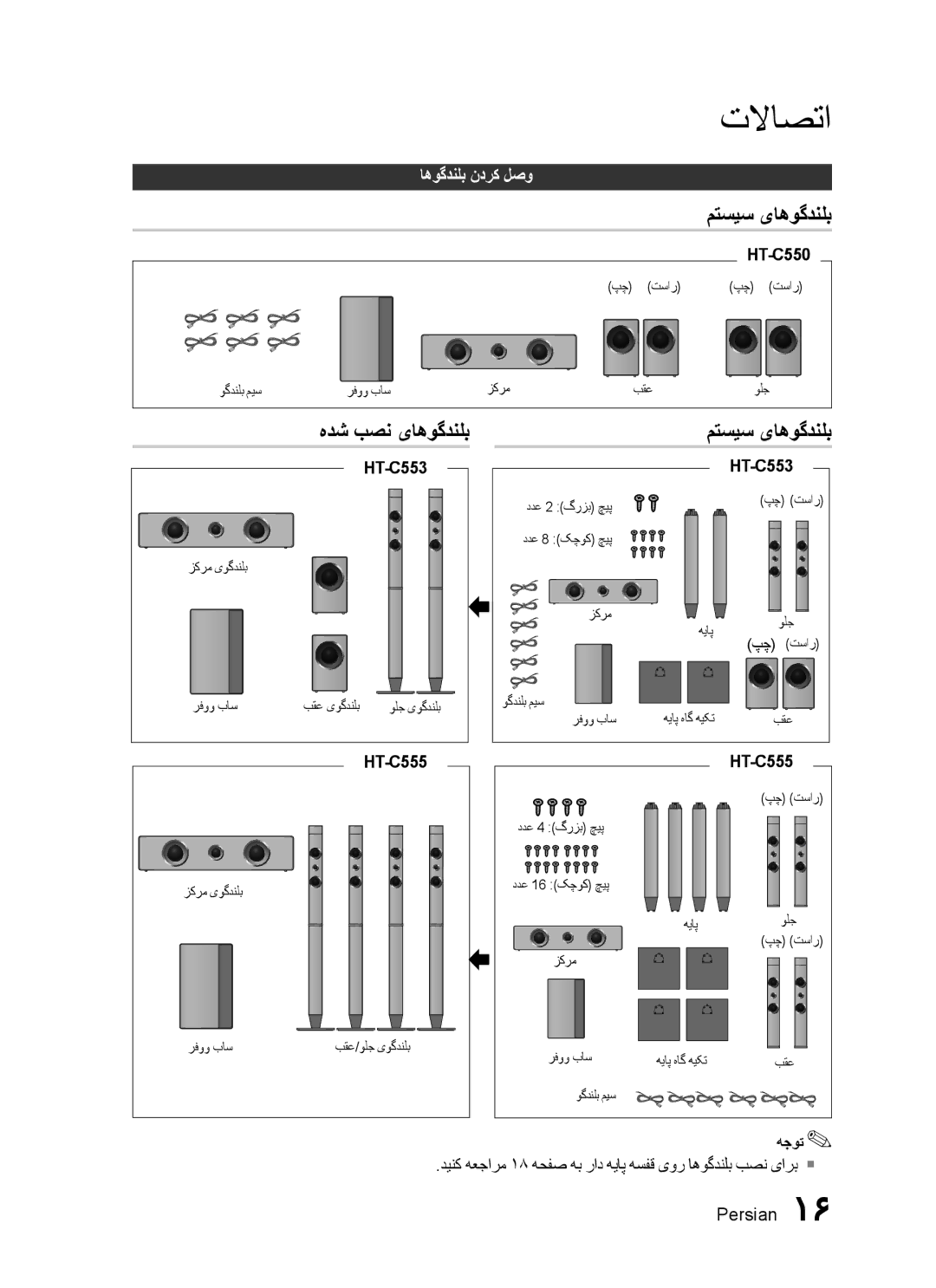 Samsung HT-C555/MEA, HT-C550/MEA, HT-C655W/MEA, HT-C550/SAH, HT-C555/KE متسیس یاهوگدنلب, هدش بصن یاهوگدنلب, اهوگدنلب ندرک لصو 