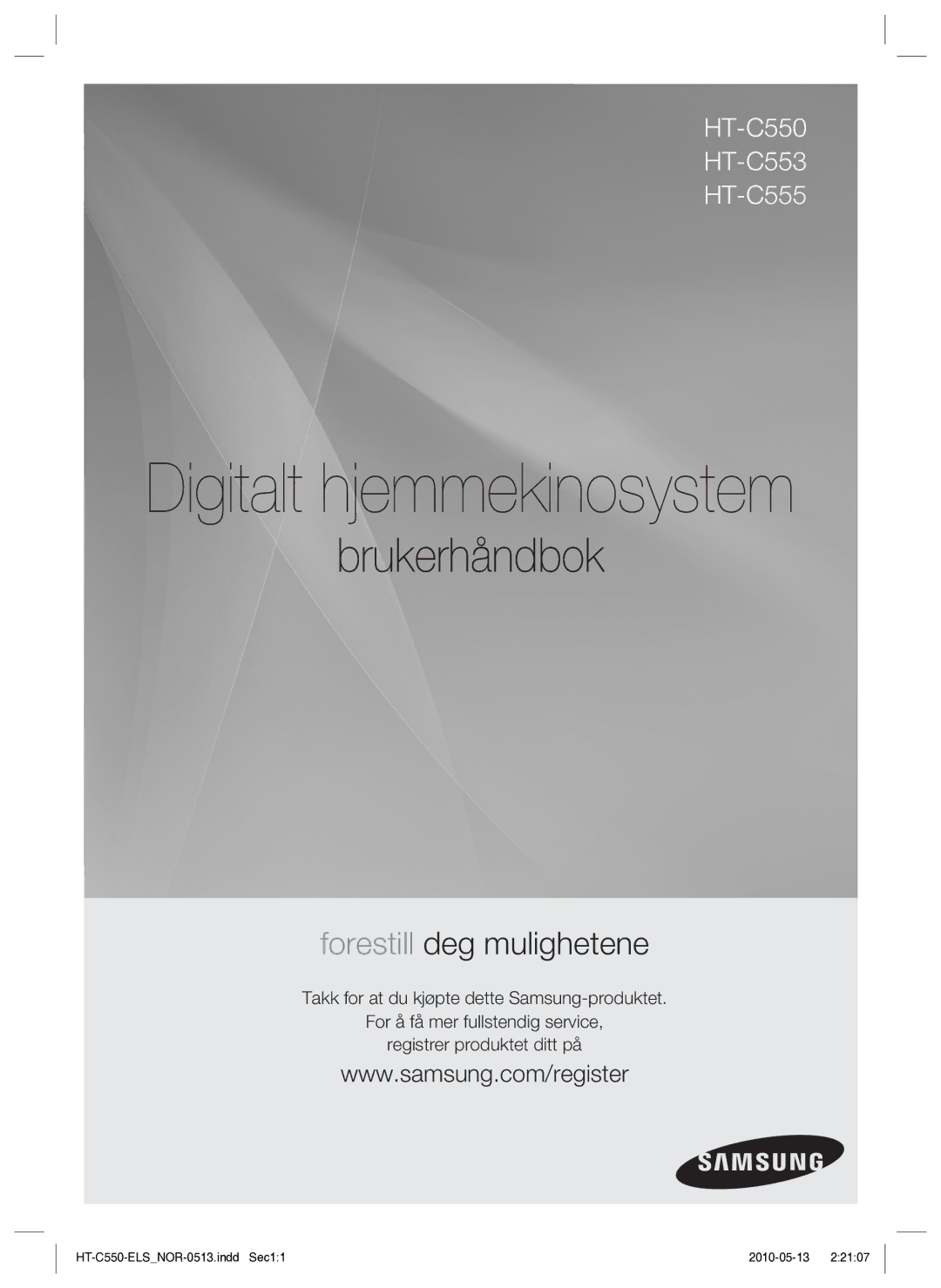 Samsung HT-C550/XEE, HT-C553/XEE, HT-C555/XEE manual Digitalt hjemmebiografsystem 