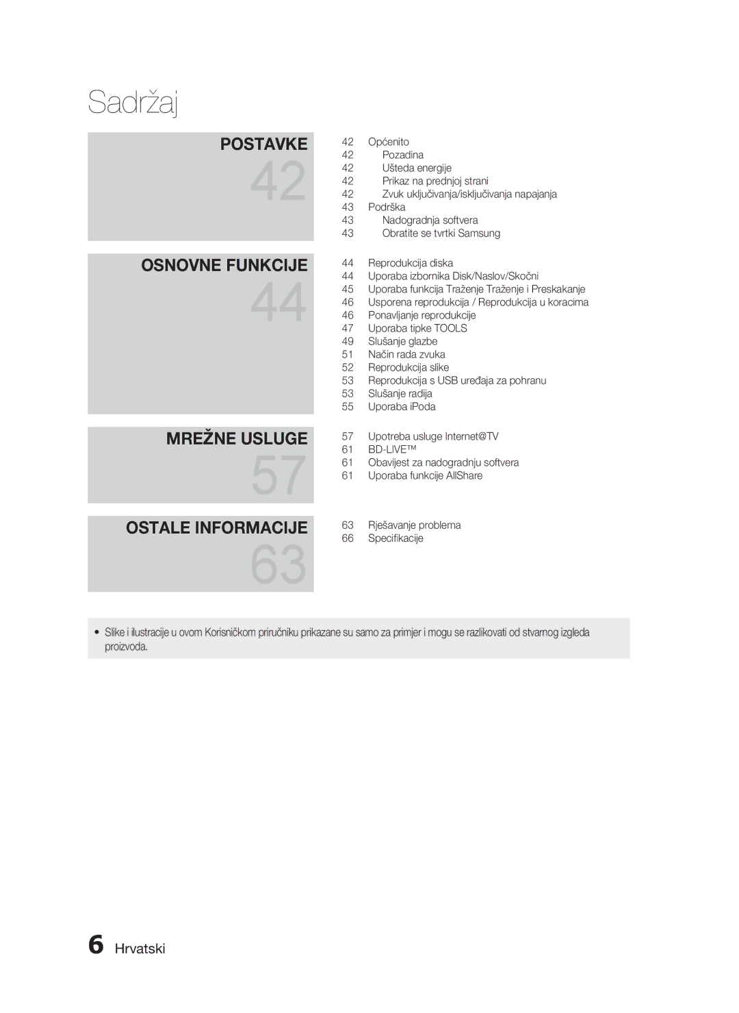 Samsung HT-C5550/EDC manual Mrežne Usluge Ostale Informacije 