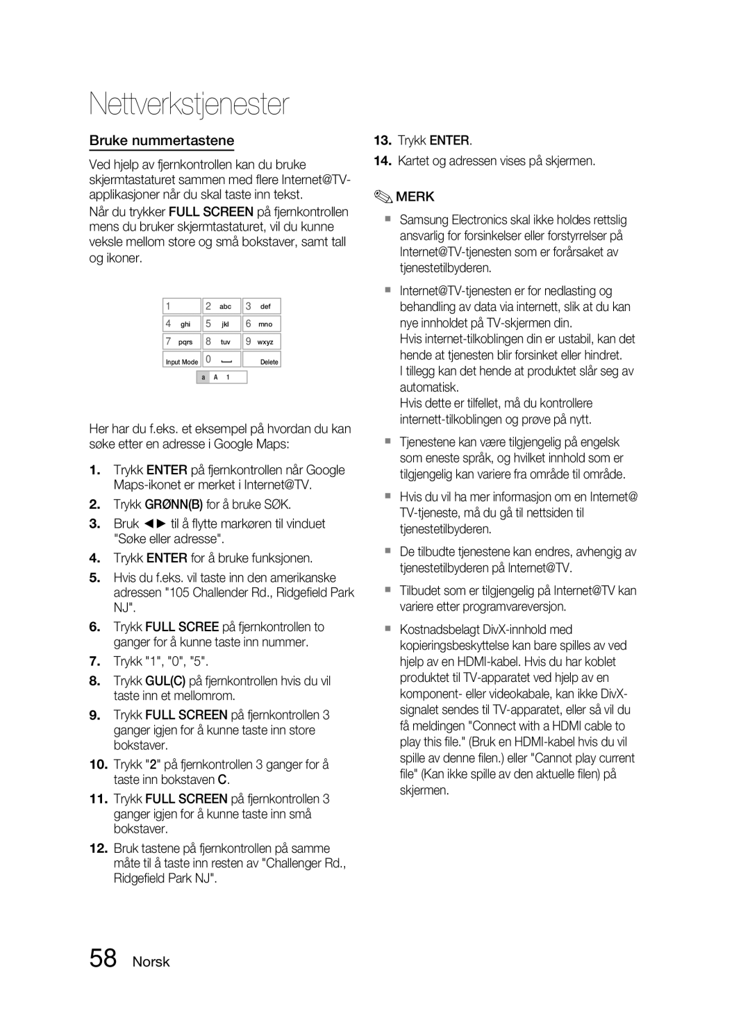 Samsung HT-C5500/XEE, HT-C5550/XEE manual Bruke nummertastene, Tillegg kan det hende at produktet slår seg av automatisk 