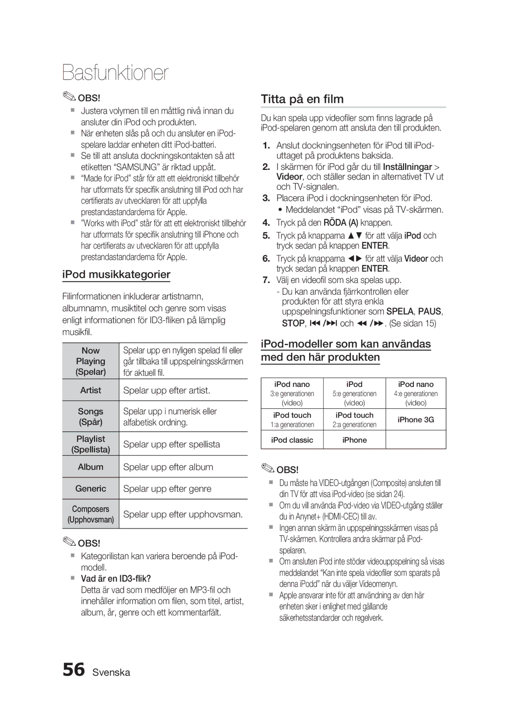 Samsung HT-C5530/XEE, HT-C5550/XEE, HT-C5500/XEE manual Titta på en ﬁlm 