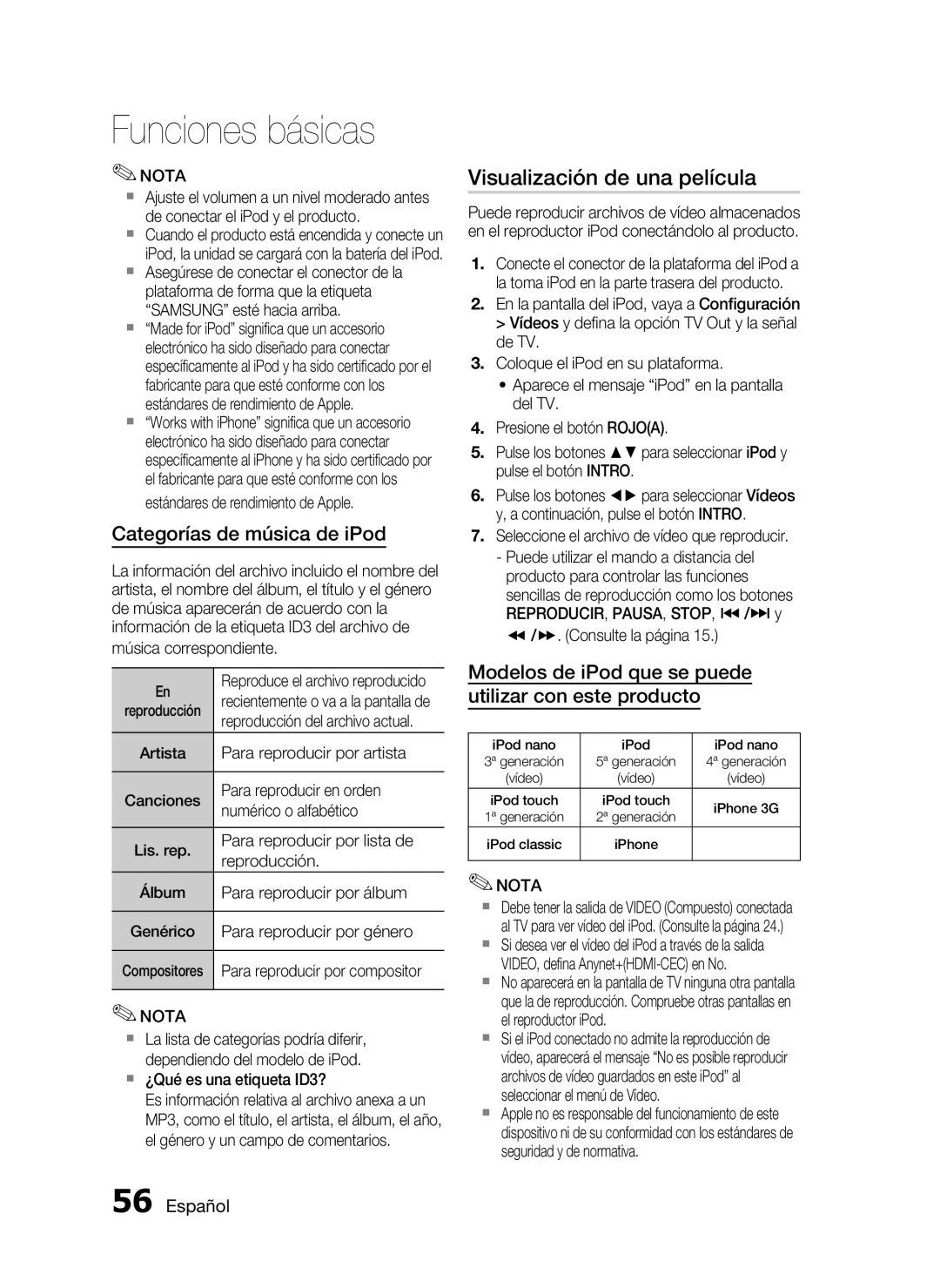 Samsung HT-C5550/XEF, HT-C5500/XEF manual Visualización de una película 