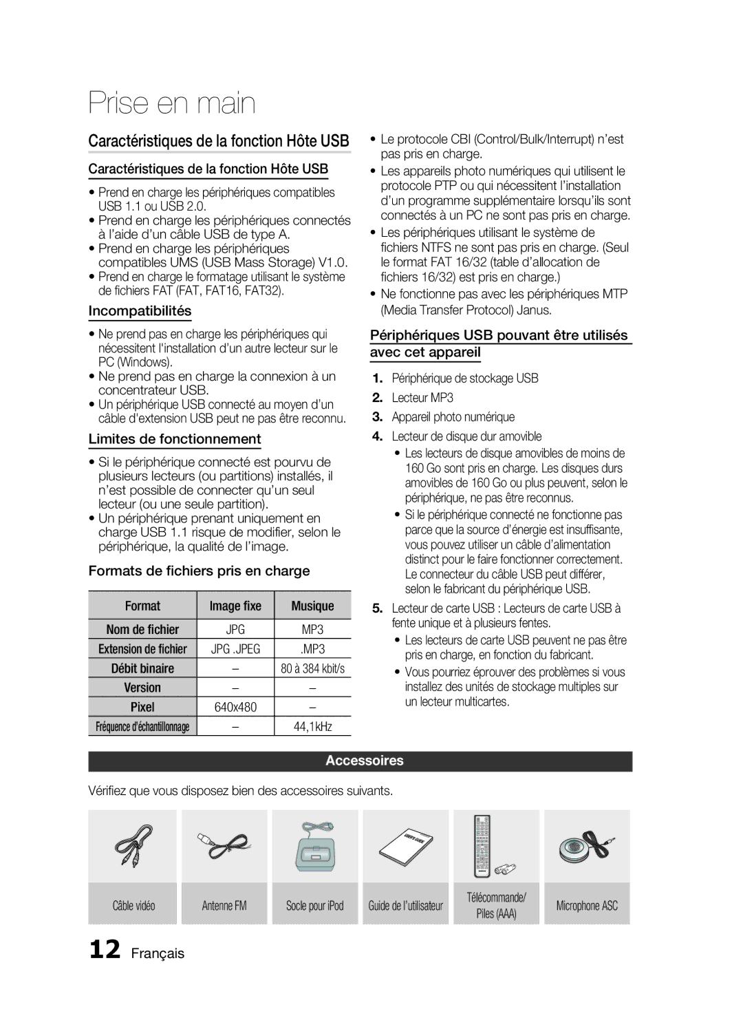 Samsung HT-C5550/XEF, HT-C5530/XEF, HT-C5500/XEF, HT-C5530/EDC manual Accessoires 