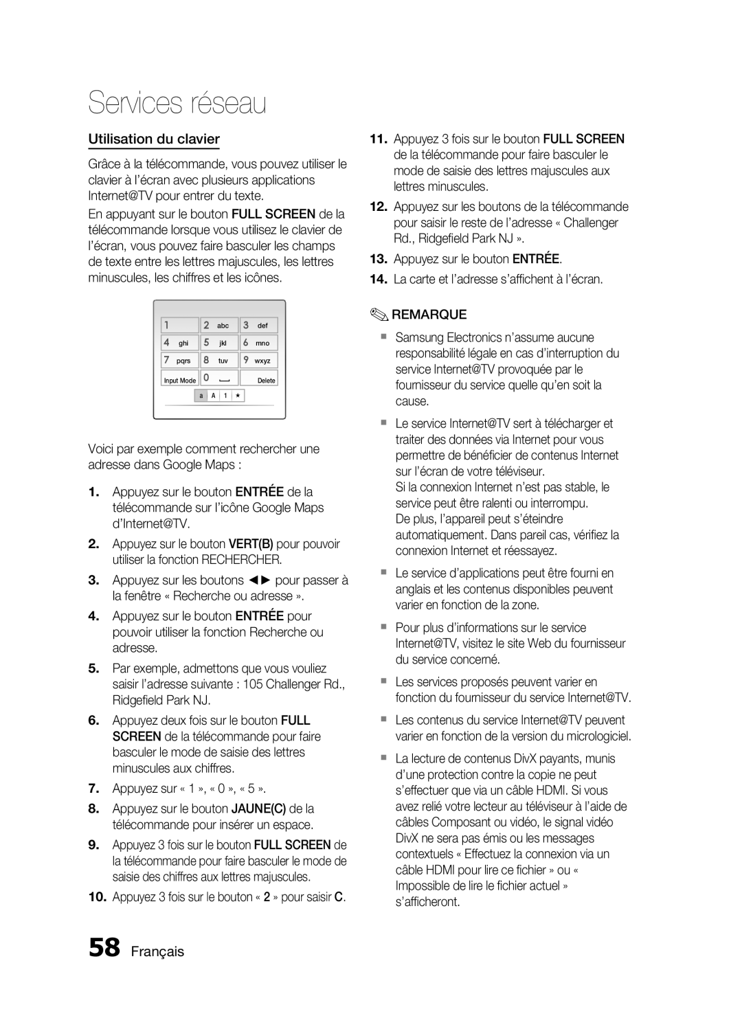 Samsung HT-C5500/XEF, HT-C5550/XEF, HT-C5530/XEF, HT-C5530/EDC manual Utilisation du clavier 