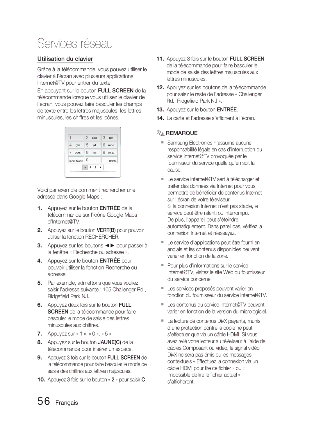 Samsung HT-C5800/XEE, HT-C5800/EDC, HT-C5800/XEF manual Utilisation du clavier 