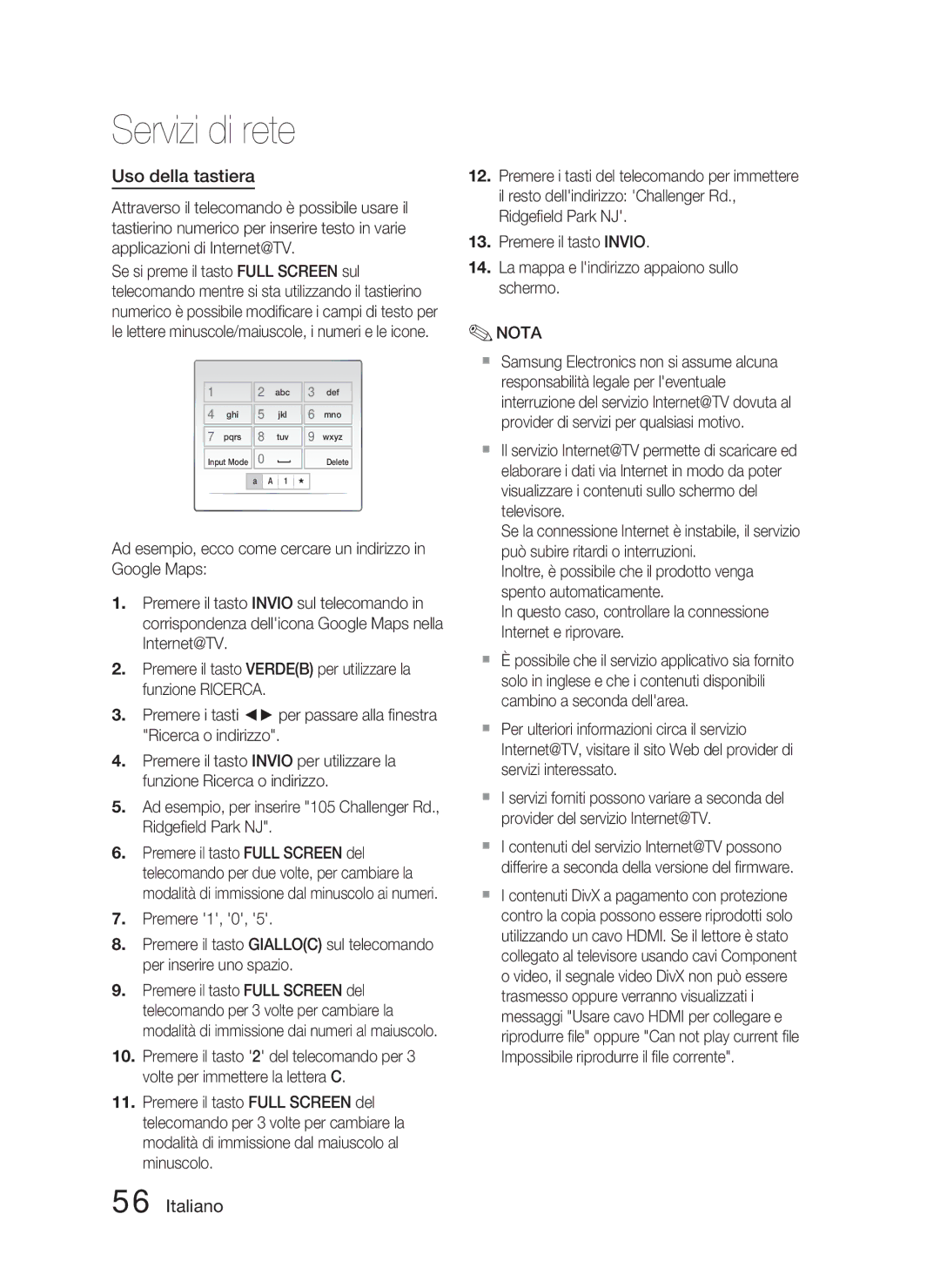 Samsung HT-C5800/XEE, HT-C5800/EDC, HT-C5800/XEF manual Uso della tastiera 