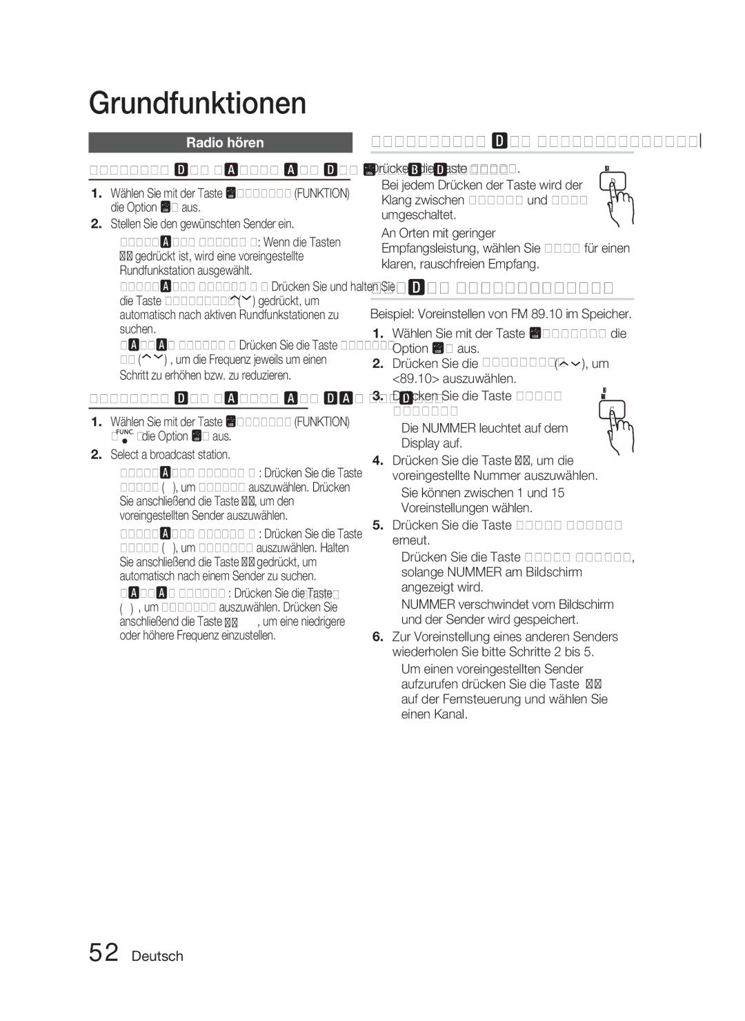 Samsung HT-C5800/EDC, HT-C5800/XEF manual Einstellen des Mono/Stereo-Modus, Sender voreinstellen, Radio hören 