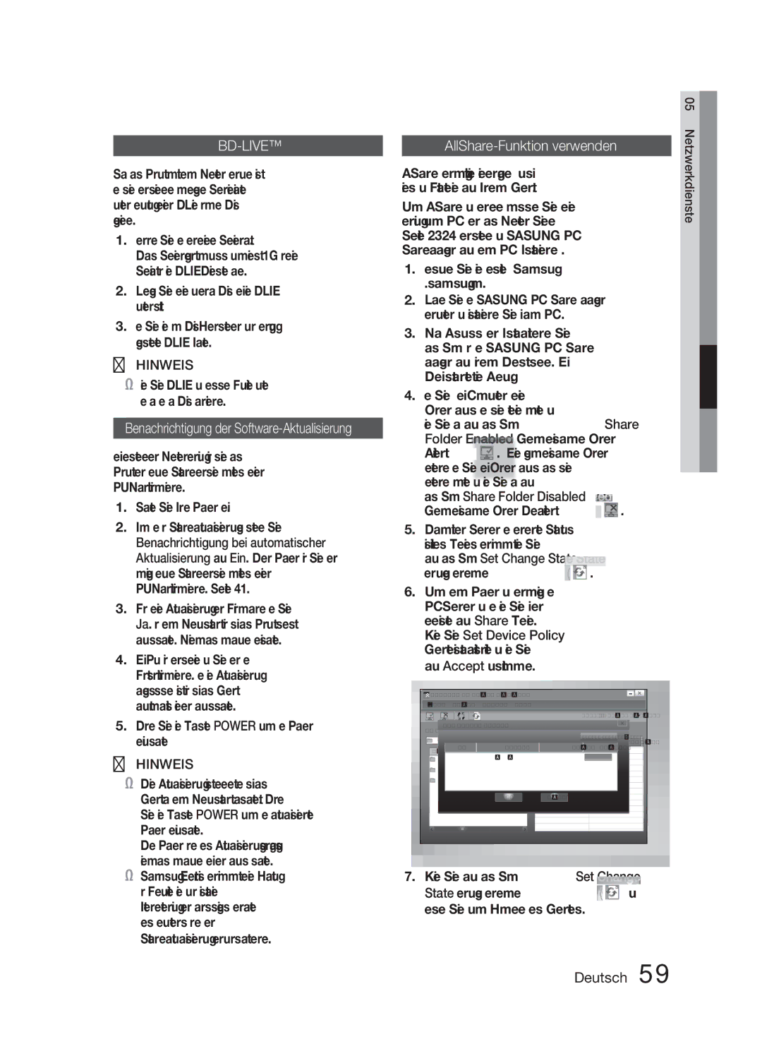 Samsung HT-C5800/XEF, HT-C5800/EDC manual AllShare-Funktion verwenden, Schalten Sie Ihren Player ein 