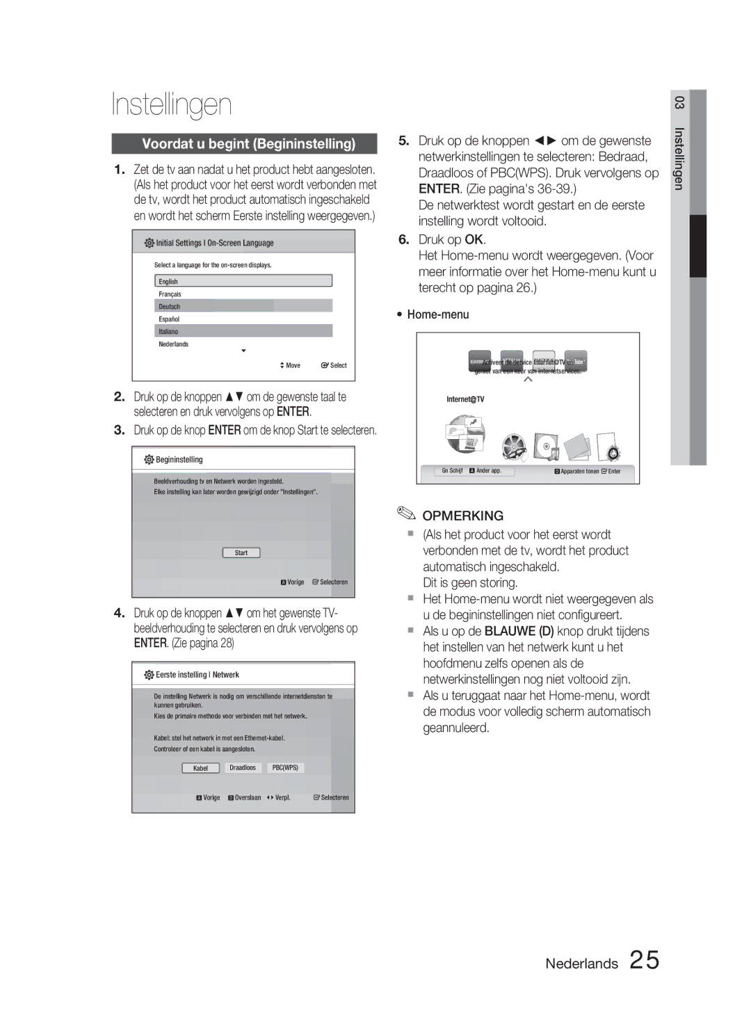 Samsung HT-C5800/XEF, HT-C5800/EDC manual Instellingen, Voordat u begint Begininstelling 