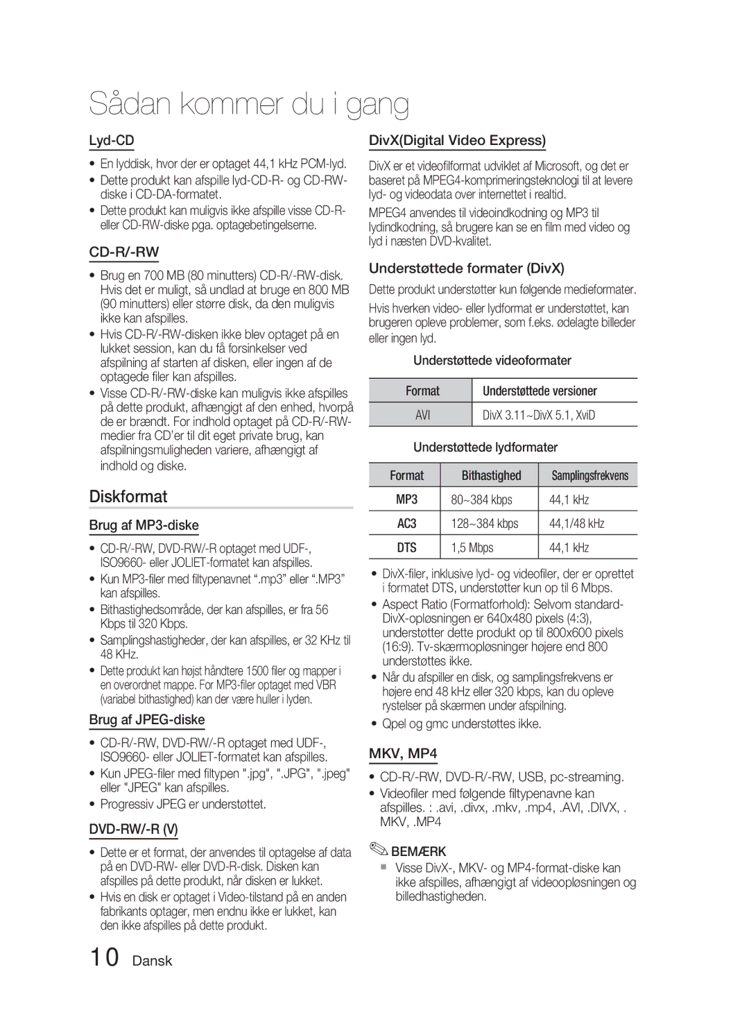 Samsung HT-C5800/XEE manual Diskformat 