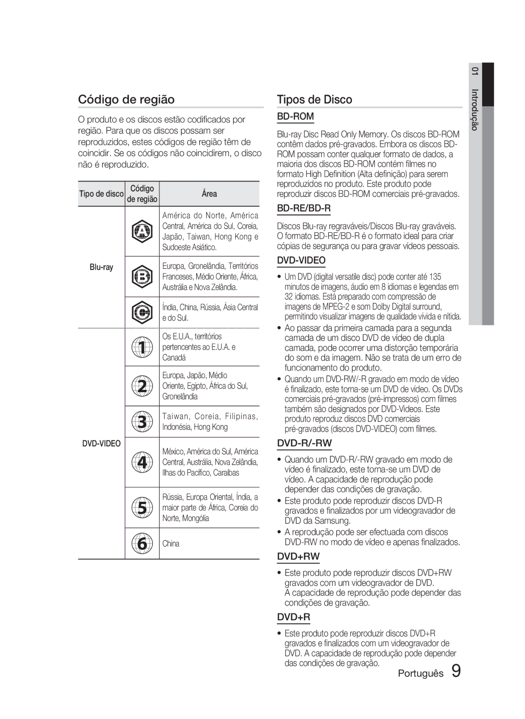 Samsung HT-C5800/XEF manual Código de região 