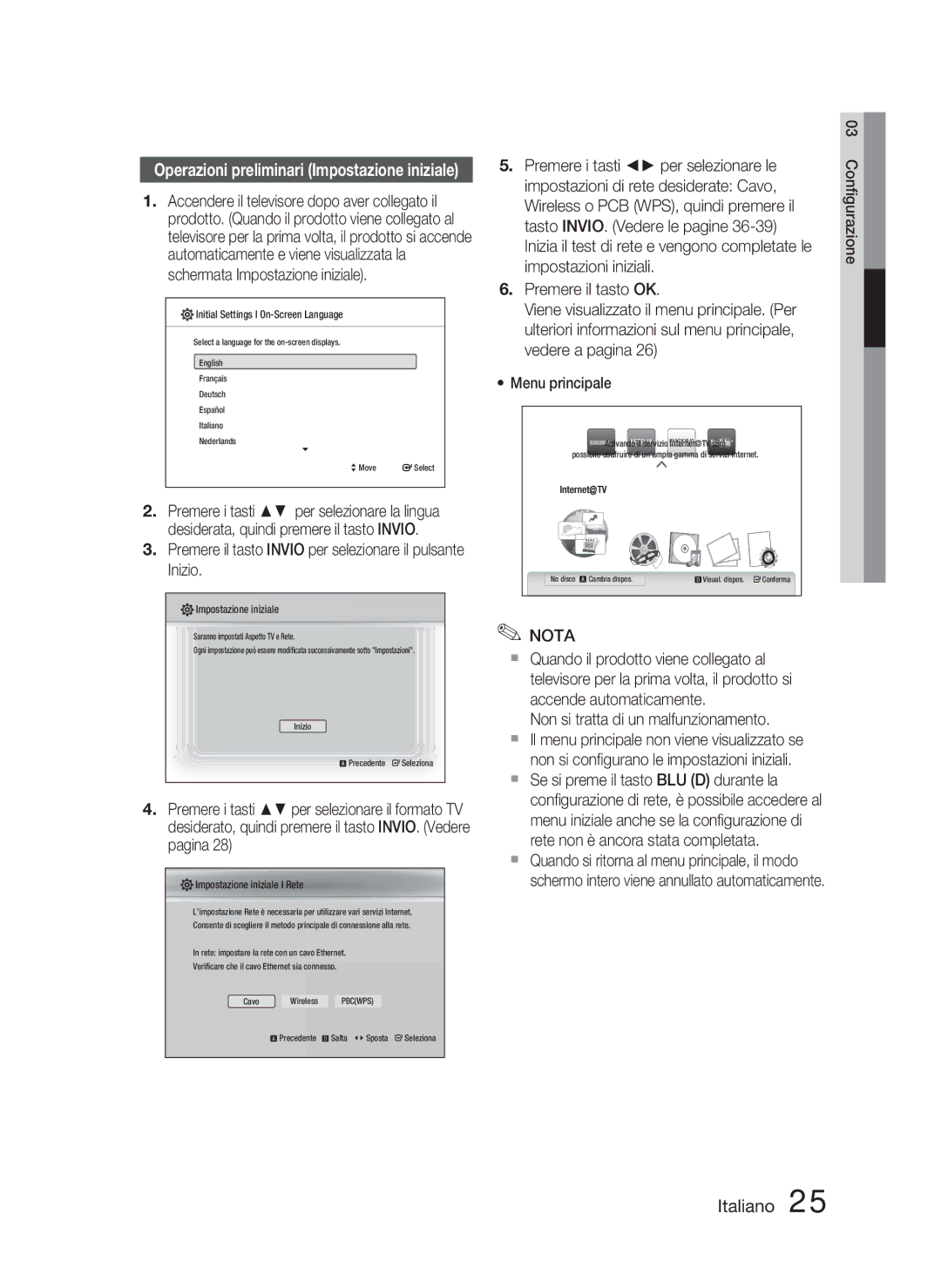 Samsung HT-C5800/XEF manual Premere il tasto Invio per selezionare il pulsante Inizio, Non si tratta di un malfunzionamento 