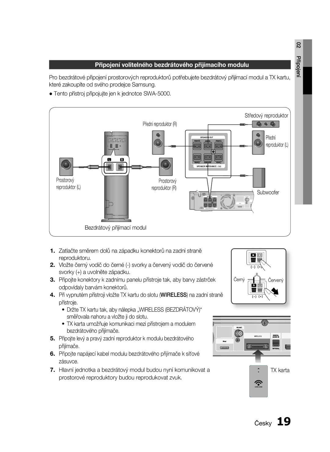 Samsung HT-C5900/EDC manual Připojení volitelného bezdrátového přijímacího modulu 