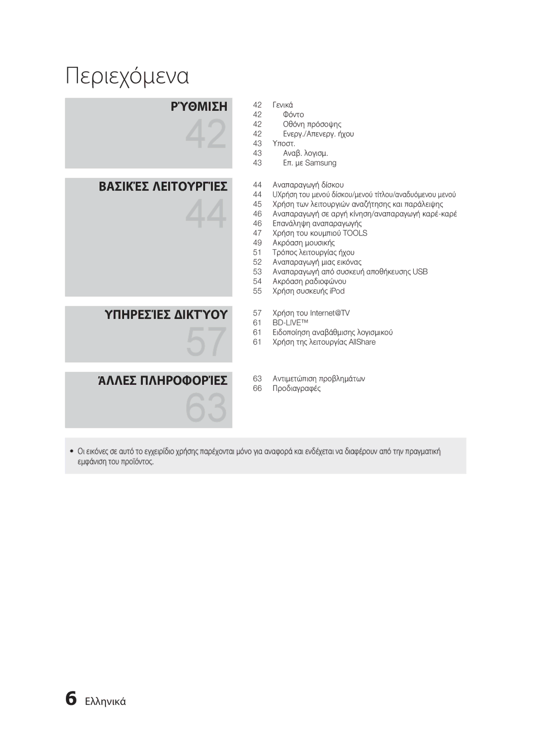 Samsung HT-C5900/EDC manual Υπηρεσίεσ Δικτύου Άλλεσ Πληροφορίεσ 