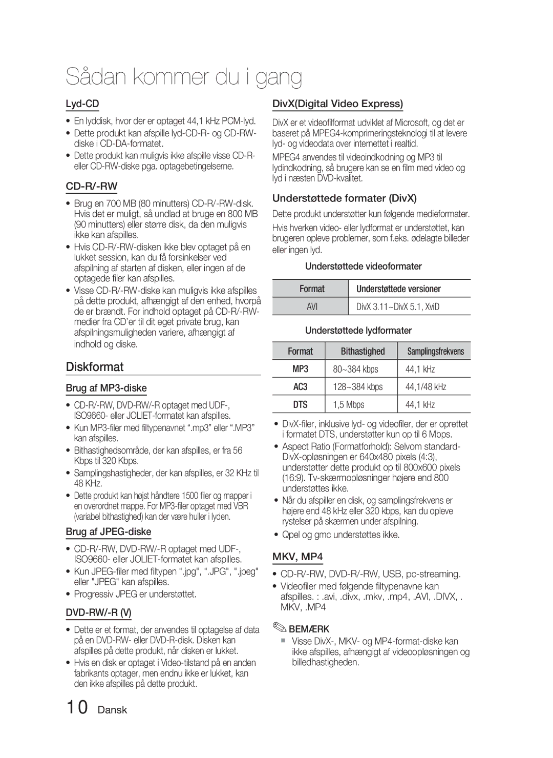 Samsung HT-C5900/XEE manual Diskformat 