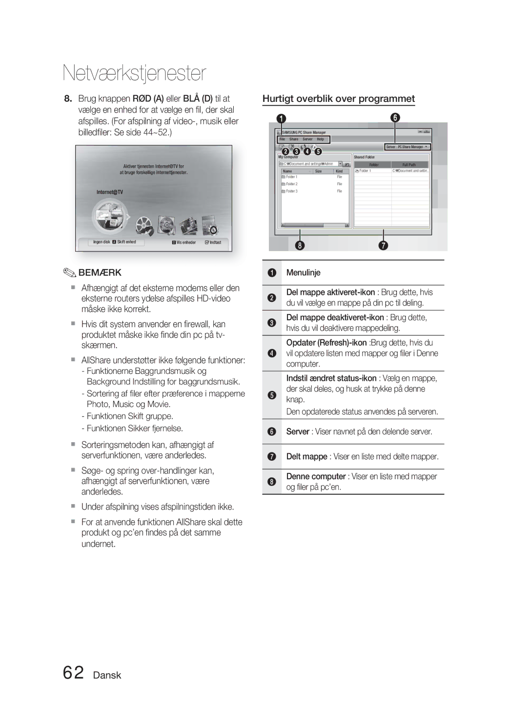 Samsung HT-C5900/XEE manual Hurtigt overblik over programmet, Menulinje 