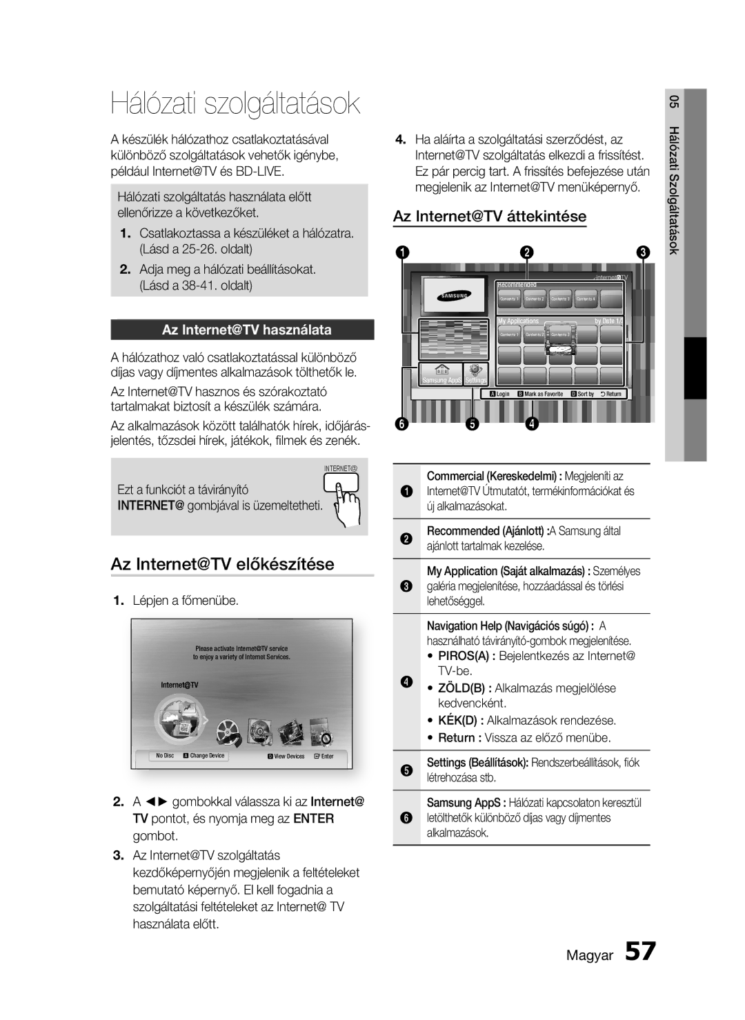 Samsung HT-C5900/XEE, HT-C5900/XEF manual Az Internet@TV előkészítése, Az Internet@TV használata, Lépjen a főmenübe 