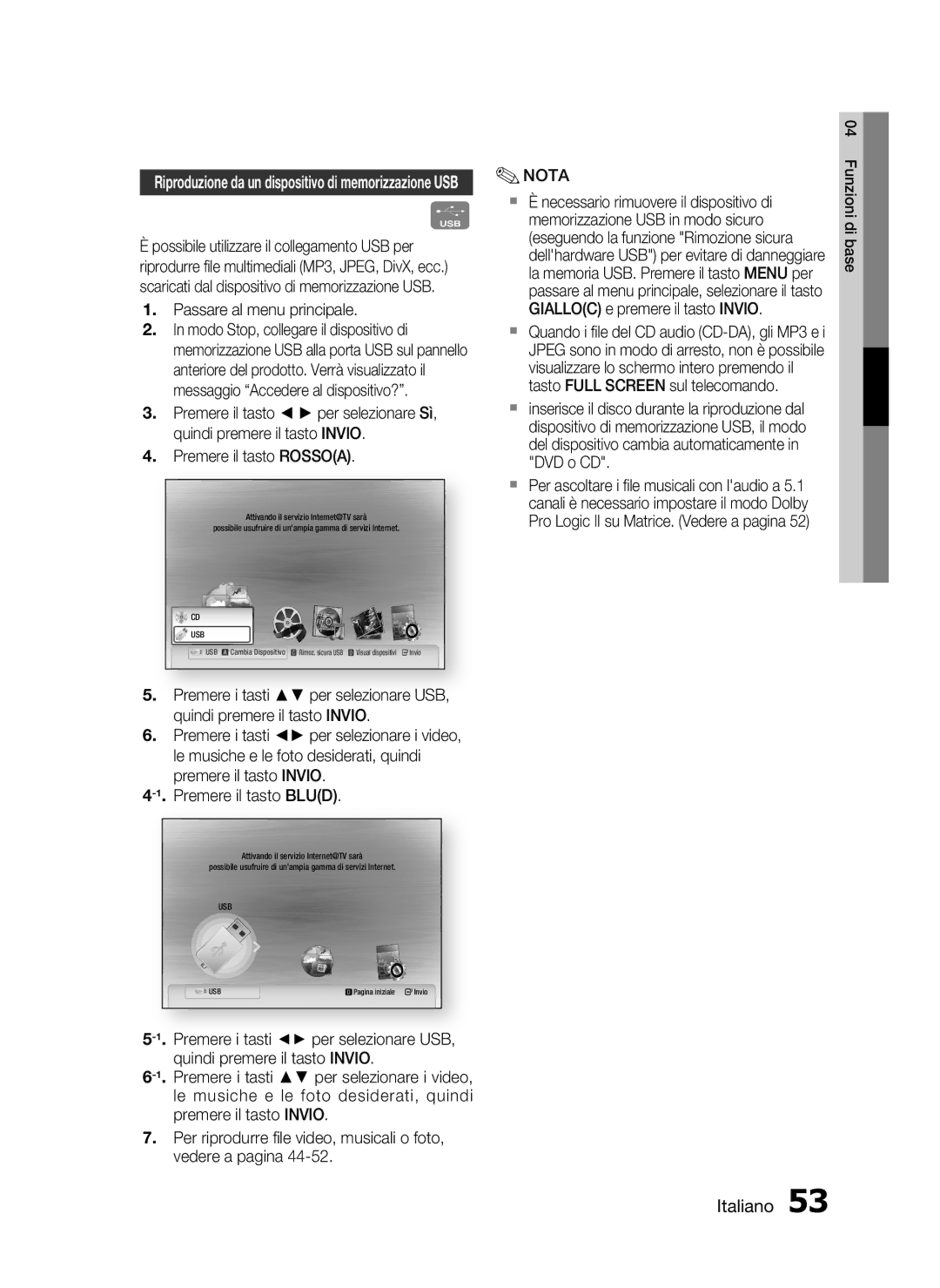 Samsung HT-C5900/XEF manual Passare al menu principale, Premere il tasto Invio -1.Premere il tasto Blud 