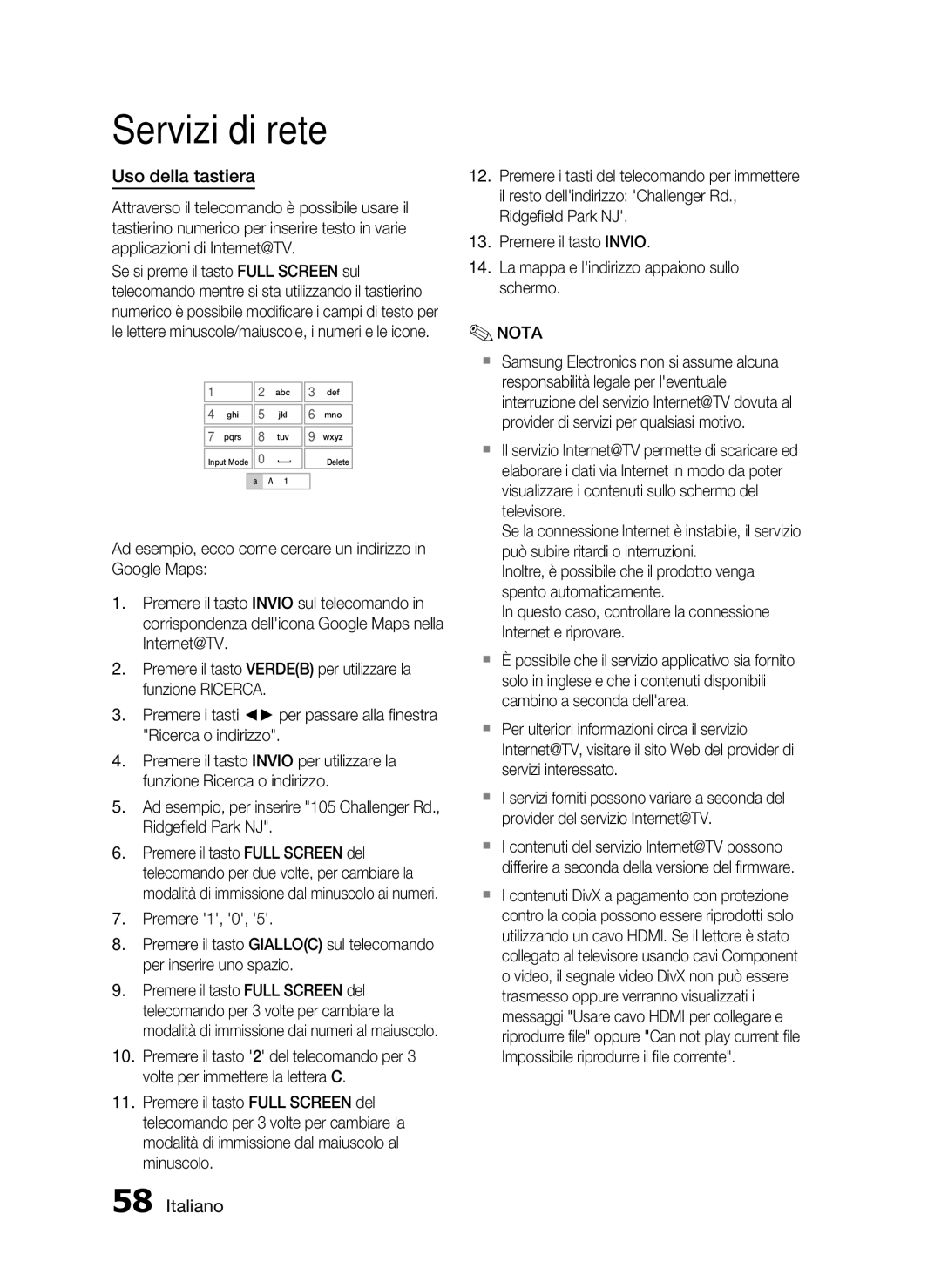 Samsung HT-C5900/XEF manual Uso della tastiera 