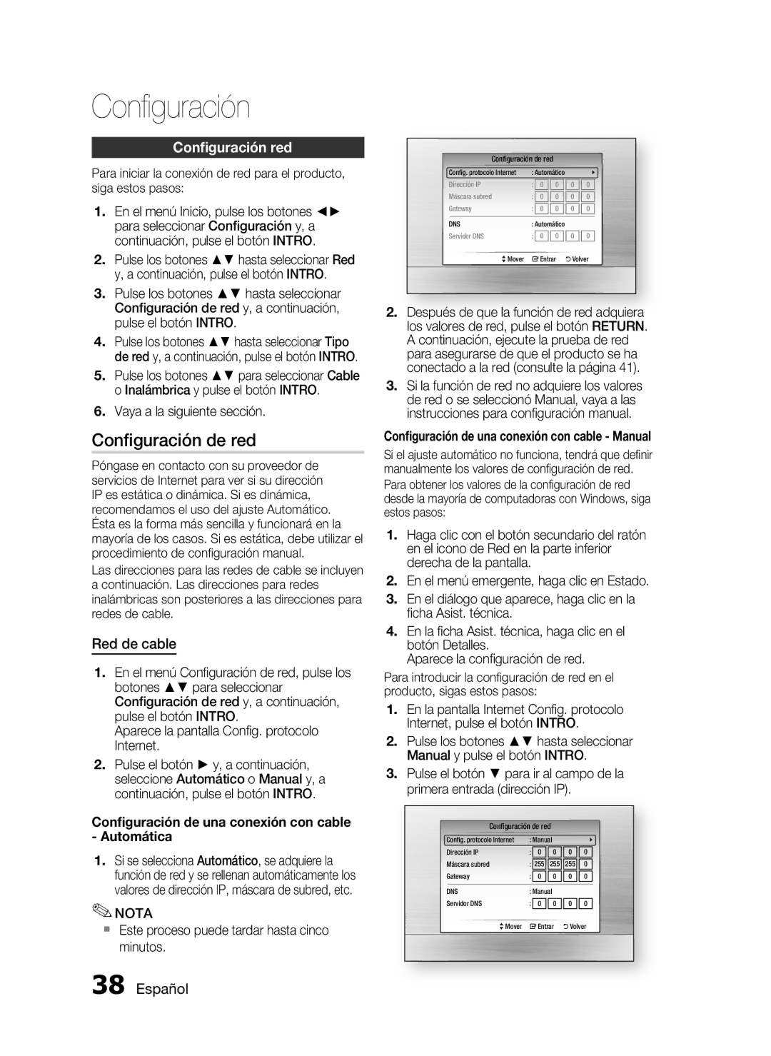 Samsung HT-C5900/XEF manual Conﬁguración de red, Conﬁguración red, Red de cable, Vaya a la siguiente sección 