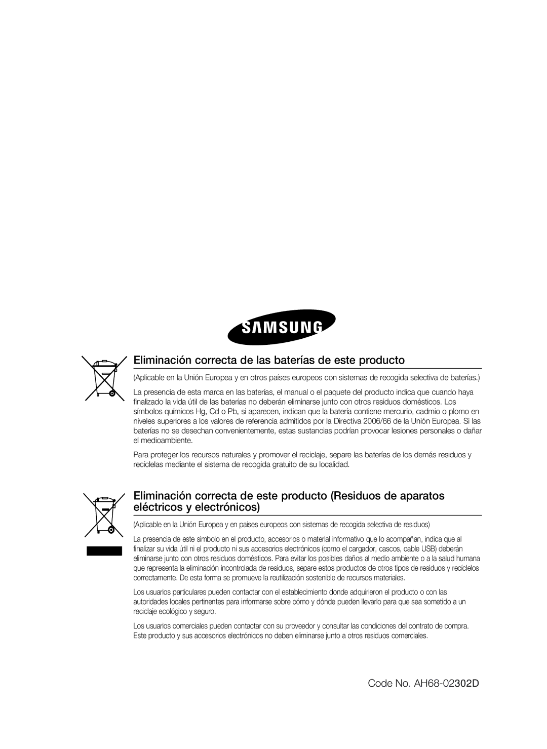 Samsung HT-C5900/XEF manual Eliminación correcta de las baterías de este producto 