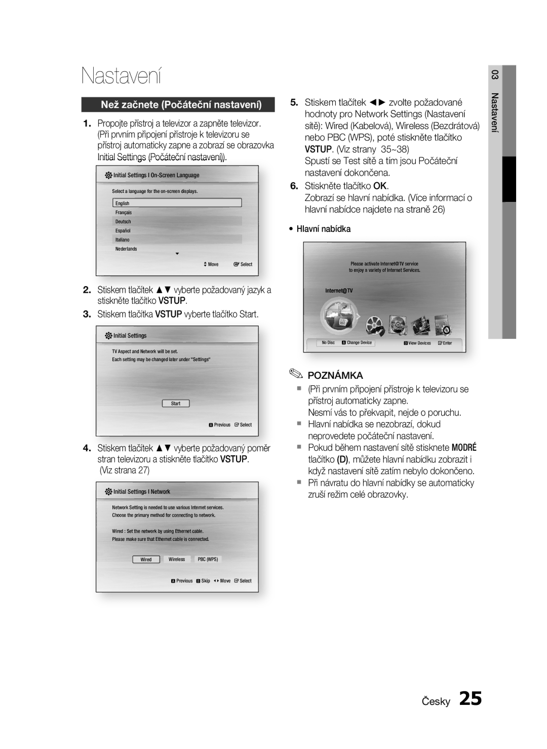 Samsung HT-C6200/XEF manual Nastavení, Než začnete Počáteční nastavení, Viz strana, Nesmí vás to překvapit, nejde o poruchu 